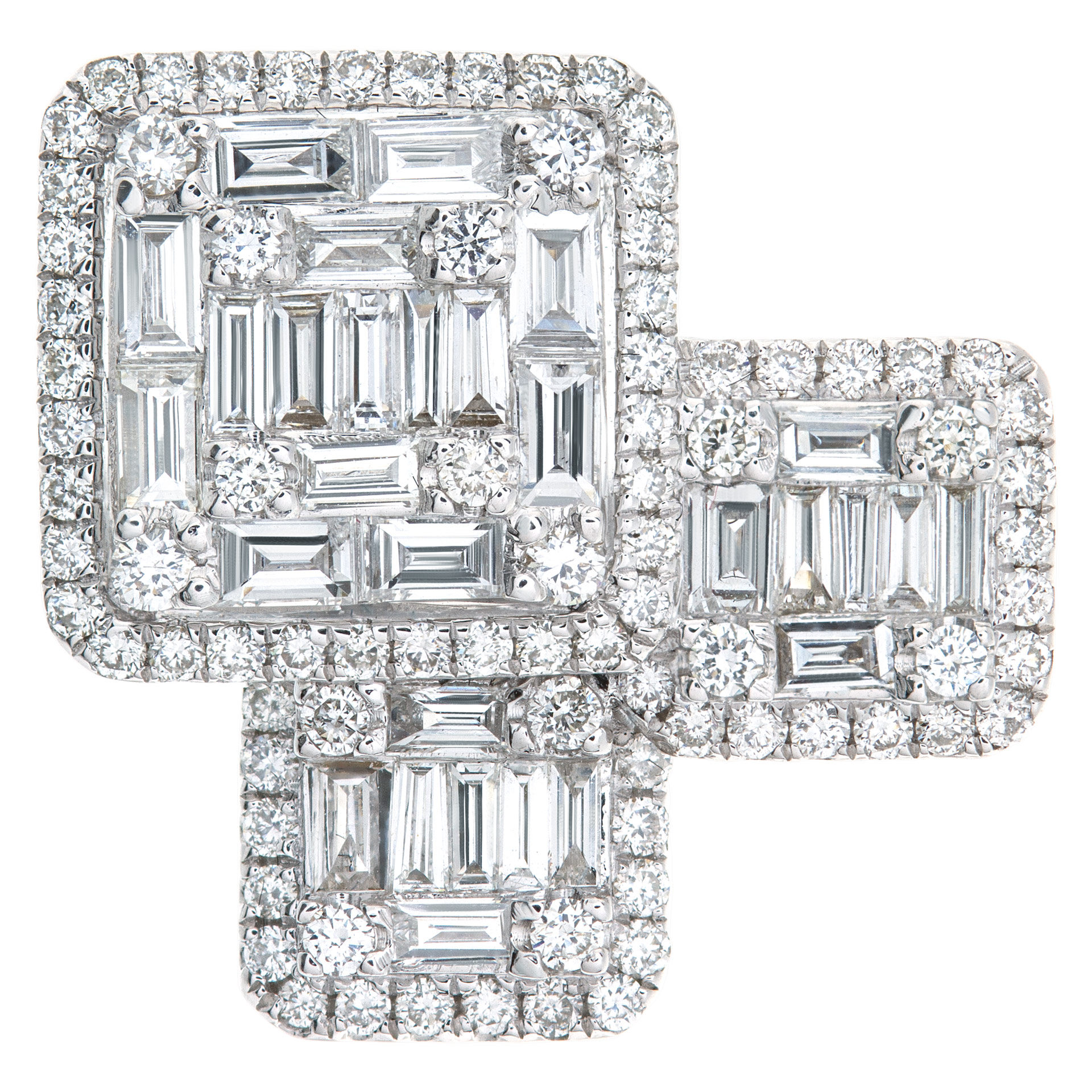 Baguette and round cut diamond ring with 1.37 carats in diamonds image 1