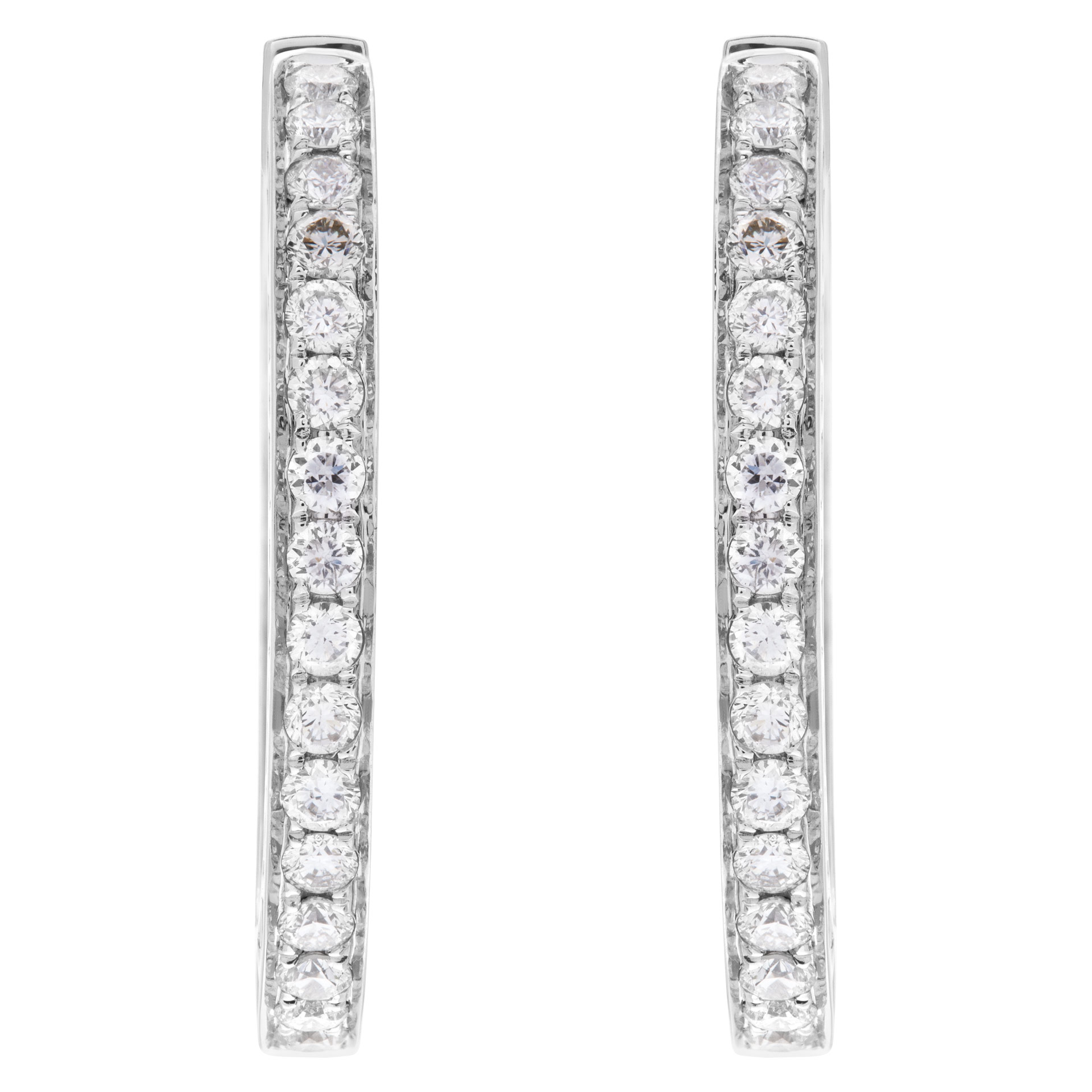 Inside/out diamond hoop earrings with 1.24 carats in diamonds in 14k white gold image 1
