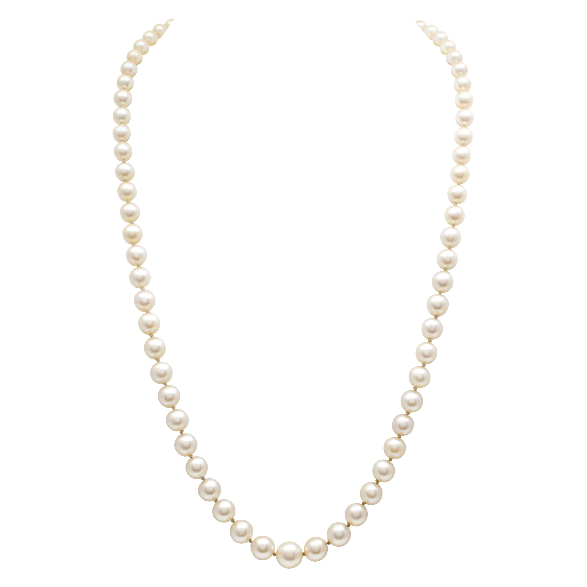 Graduated gold overtone with pink luster pearl necklace with 18k white gold clasp image 1