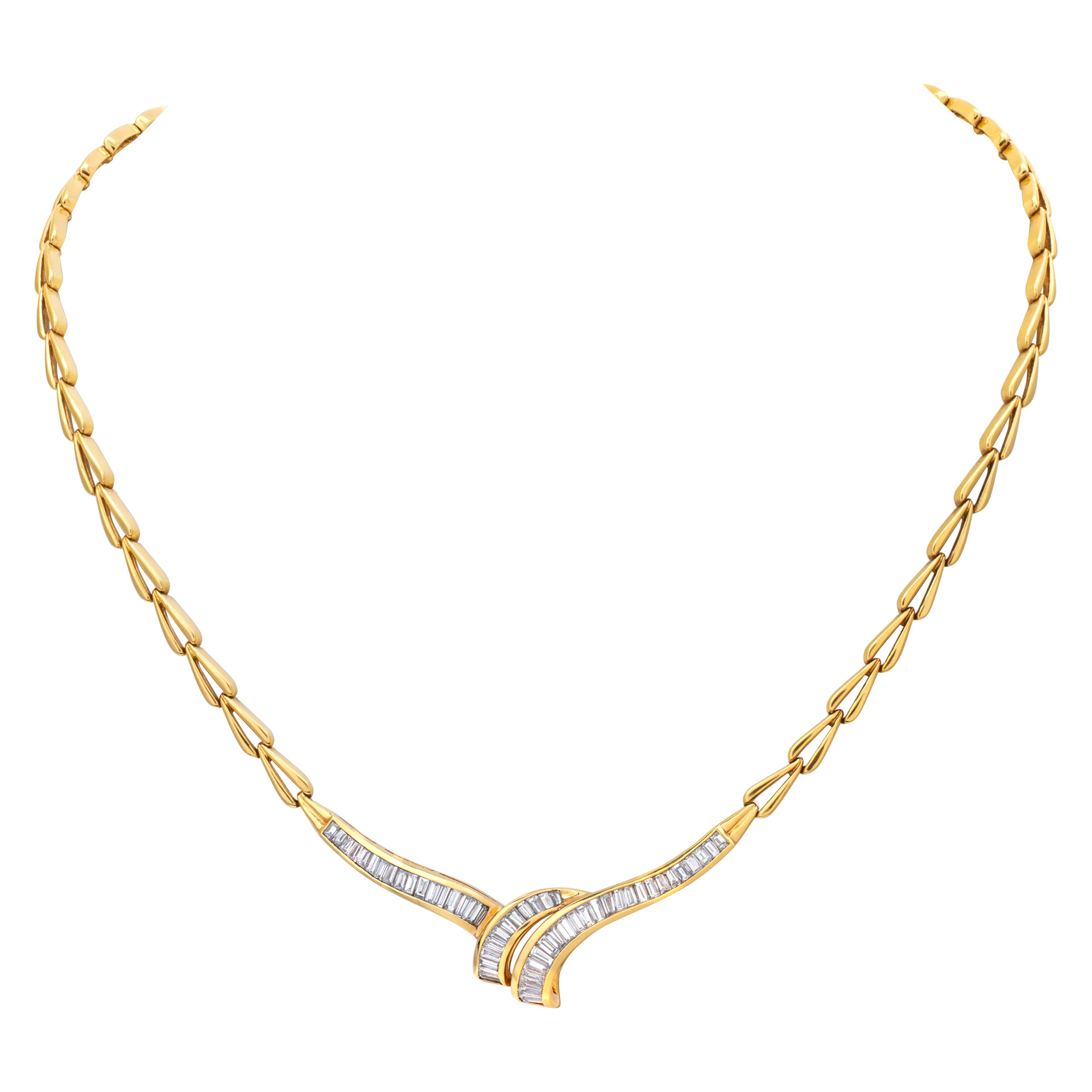 Baguette diamond necklace in 18k yellow gold with approximately 2.5 carats in diamonds image 1
