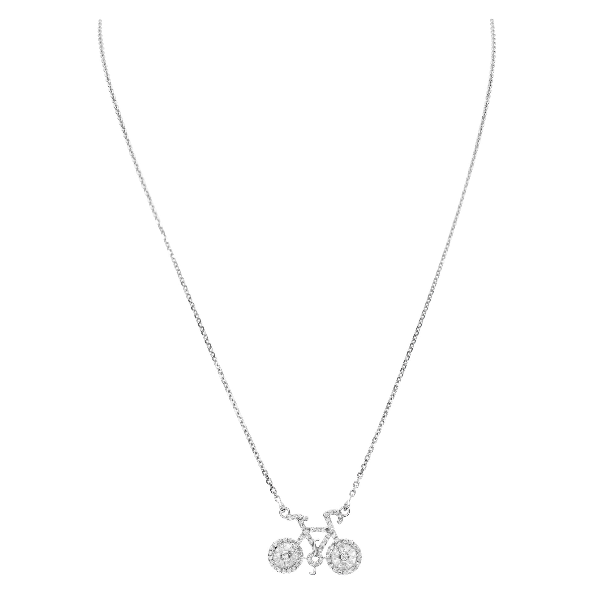 Bicycle pendant in 18k white gold image 1