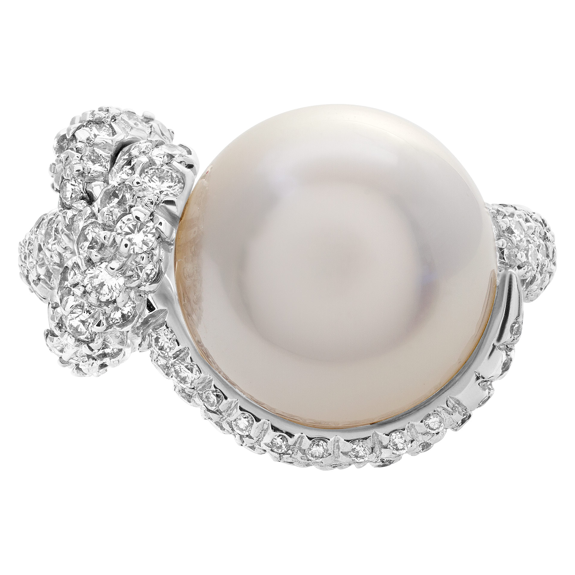 Mikimoto Milano South Sea pearl ring. 11.5 x12mm. Round cut brilliant diamonds total approx.weight: 2.00 carats image 1