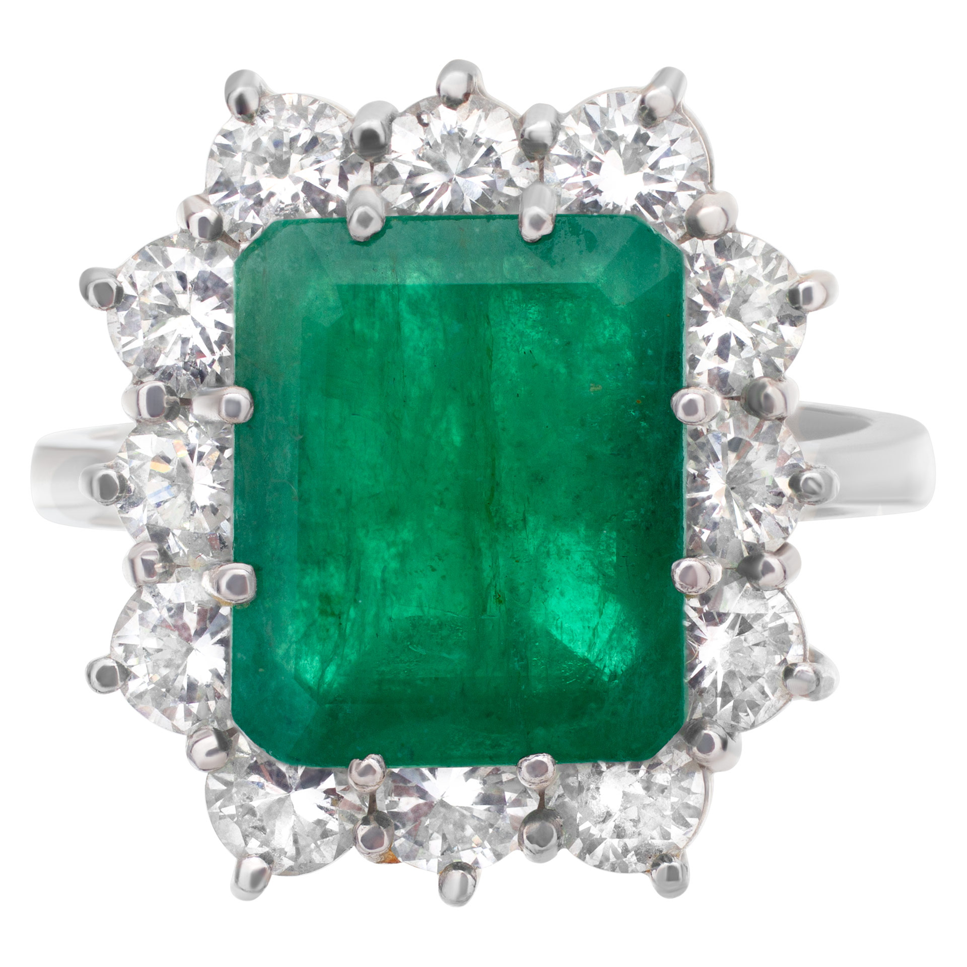 Elegant emerald and diamond ring set in 18k white gold image 1