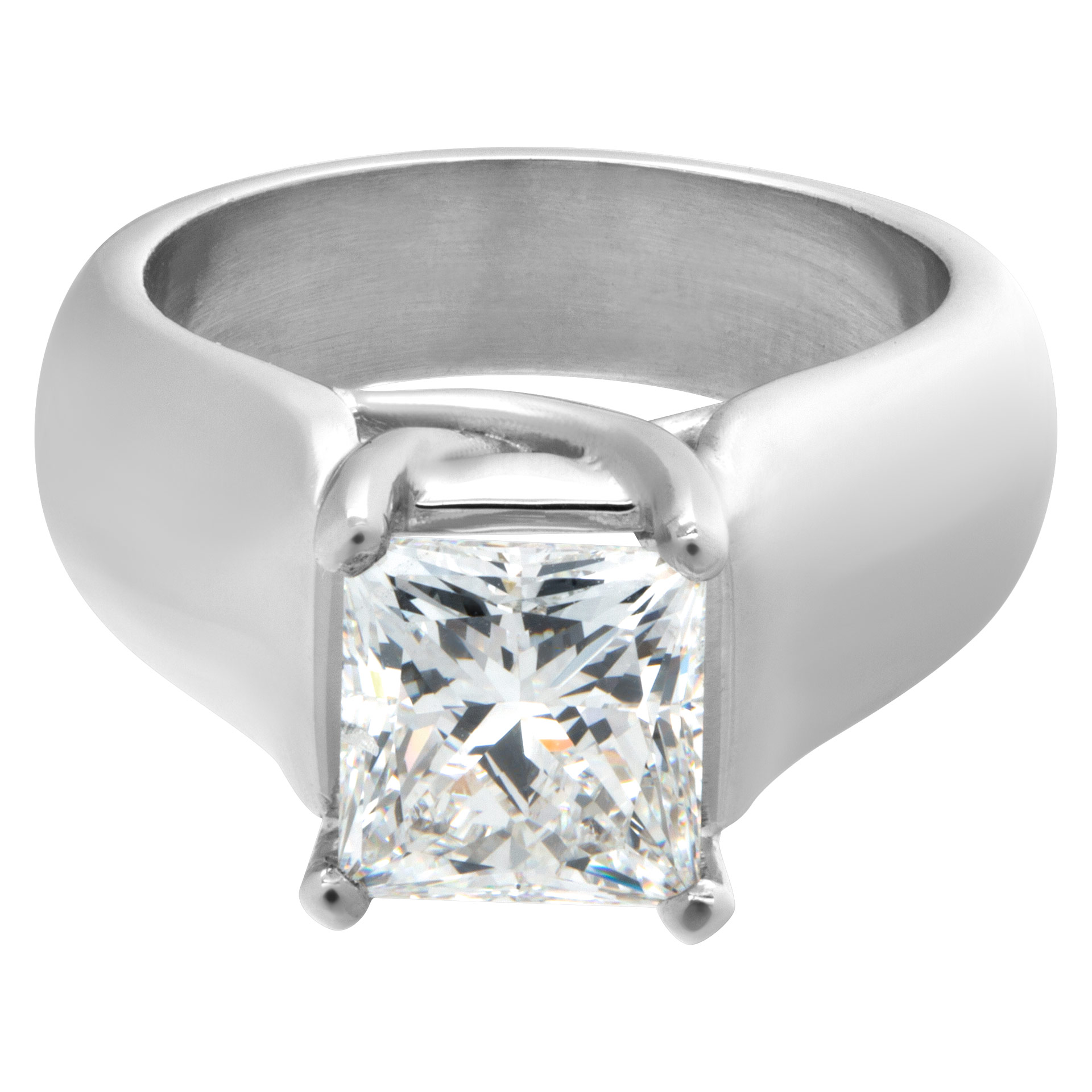 GIA certified rectangular modified brilliant cut diamond 2.66 carat (G Color SI2 Clarity) ring image 1