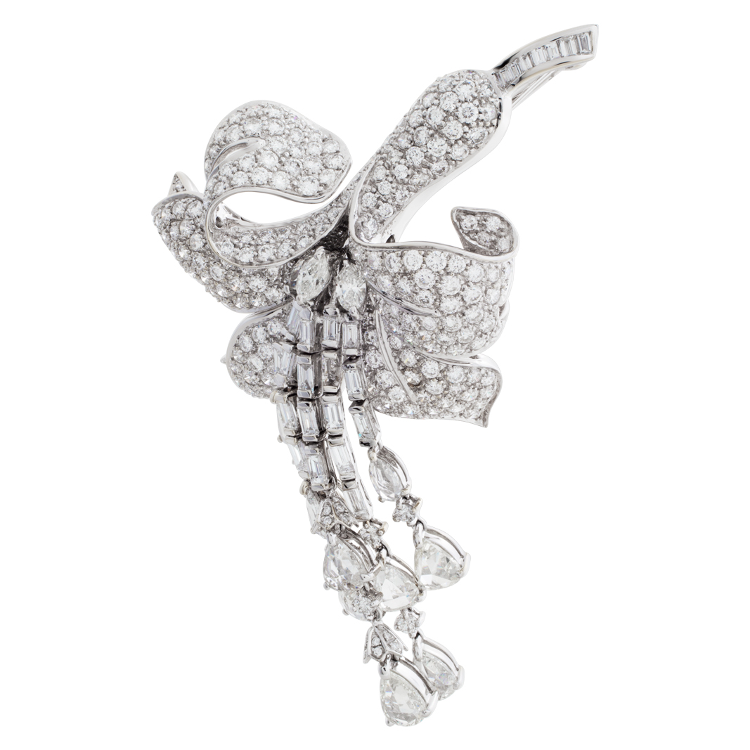 Orchid brooch in 18k white gold with over 10 carats in diamonds image 1