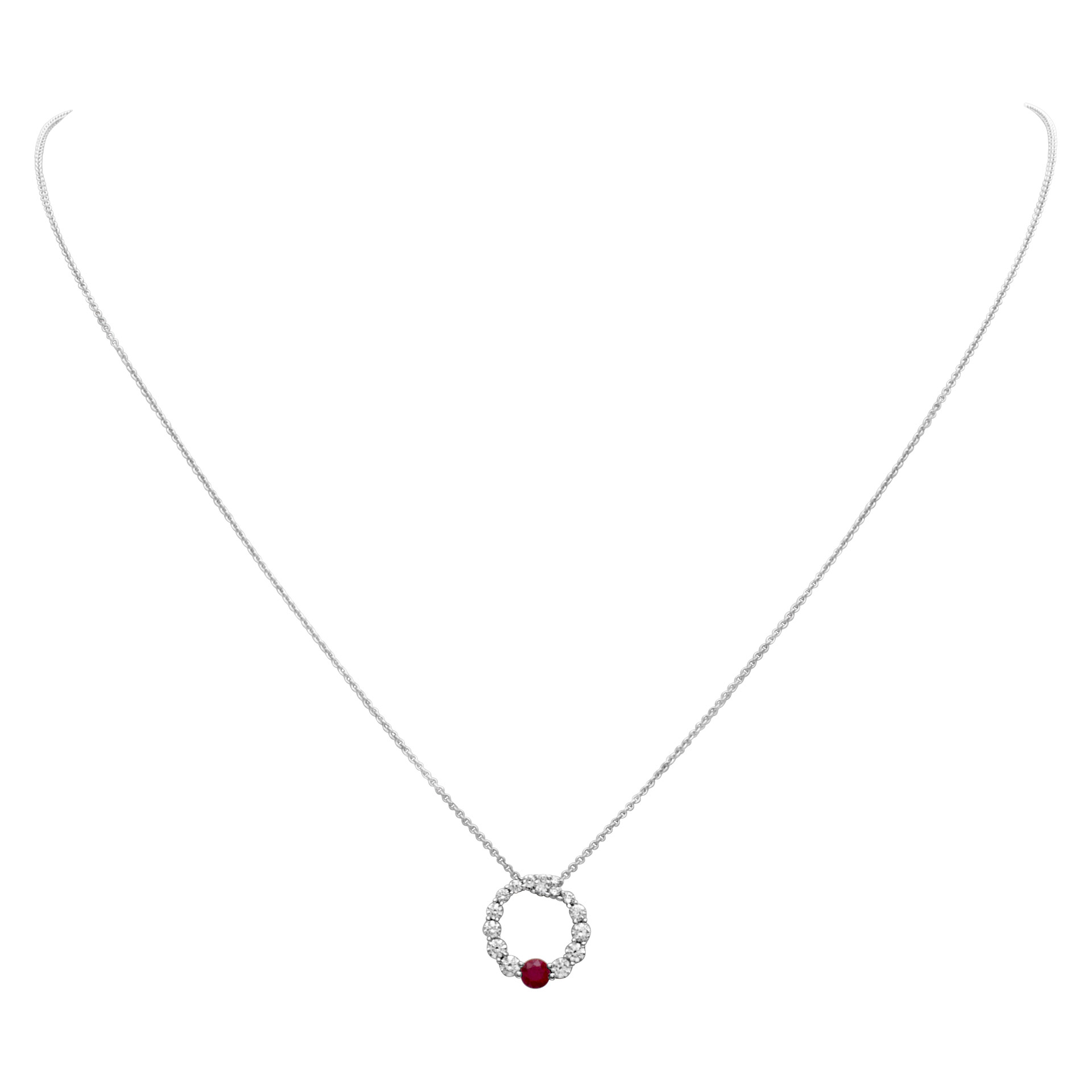 Ruby & diamond pendant in 14k white gold image 1