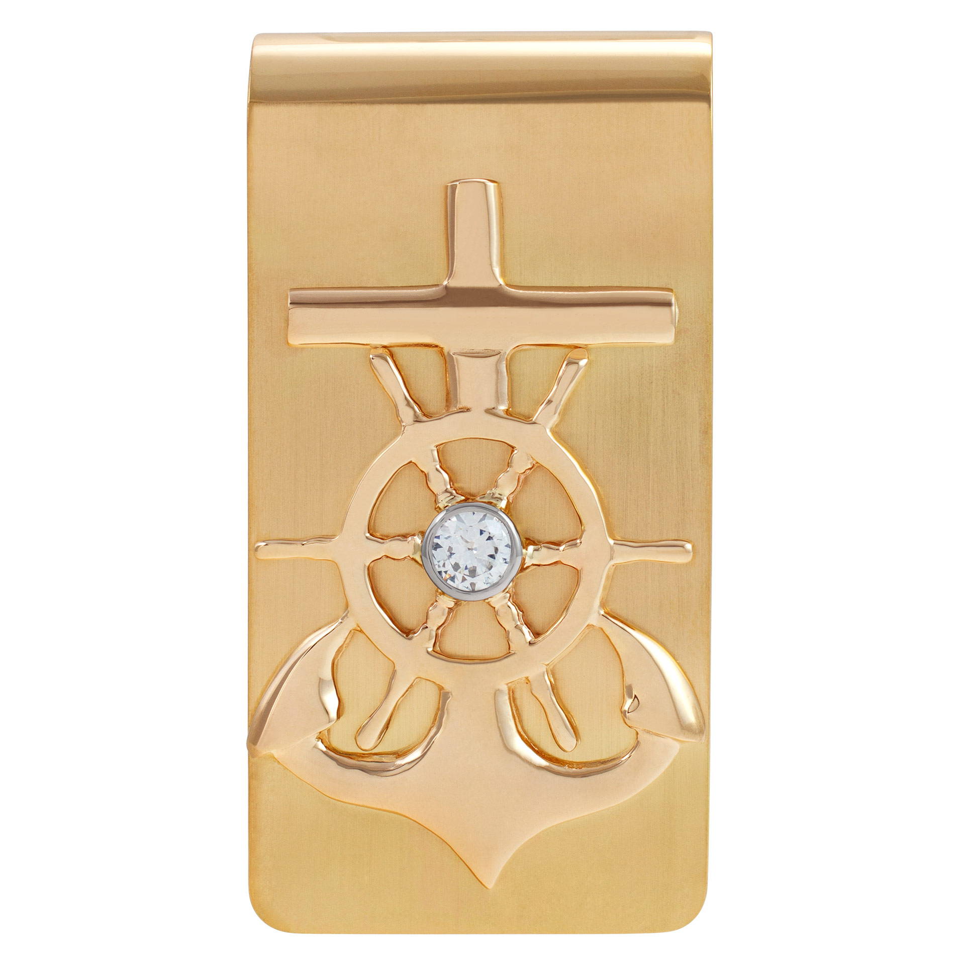 Ahoy, Matey! 18k money clip hand made by Gray & Sons with GIA certified 0.47 carat diamond image 1