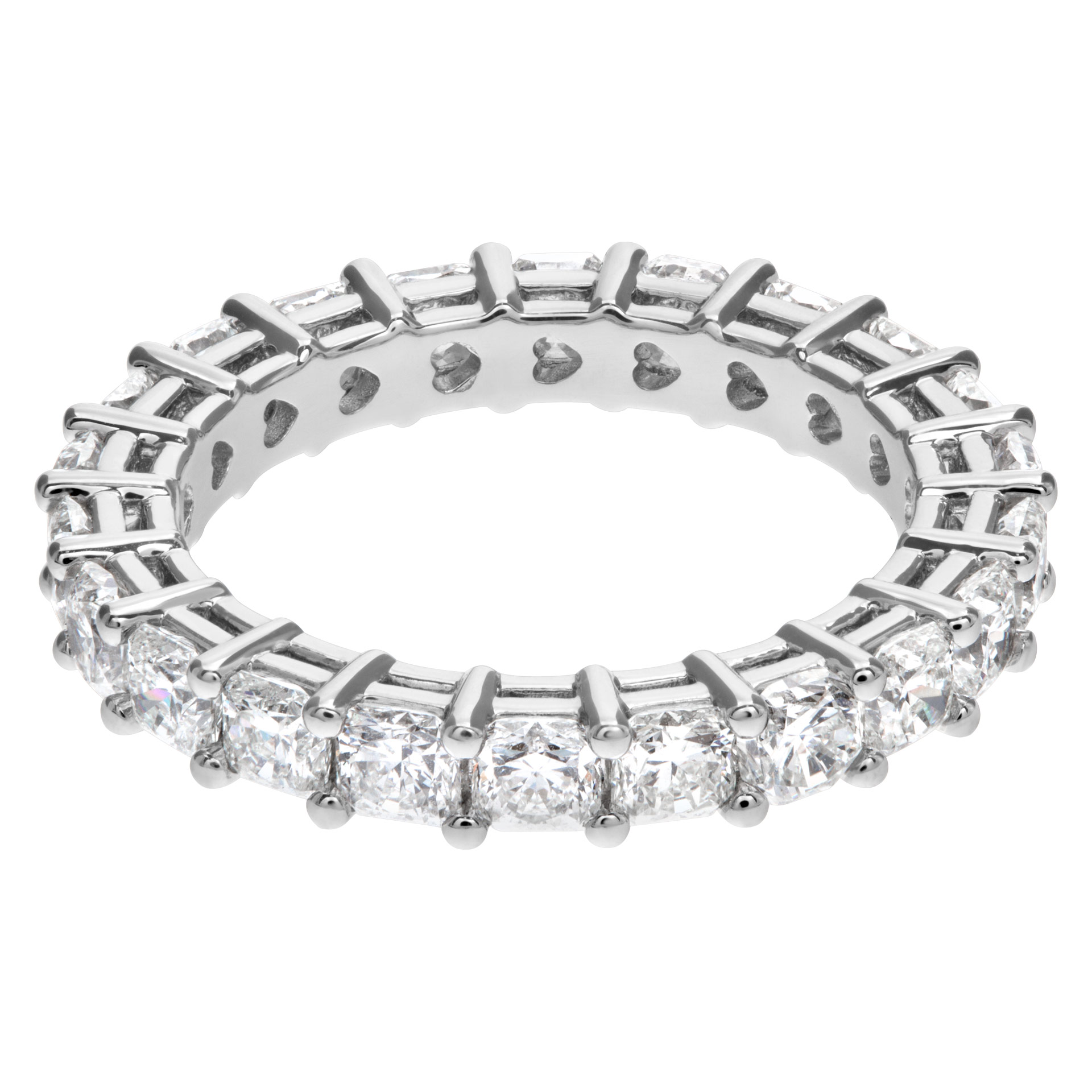 Diamond eternity band with 22 radiant cut diamonds, totaling 3.35 carats set in platinum. image 1