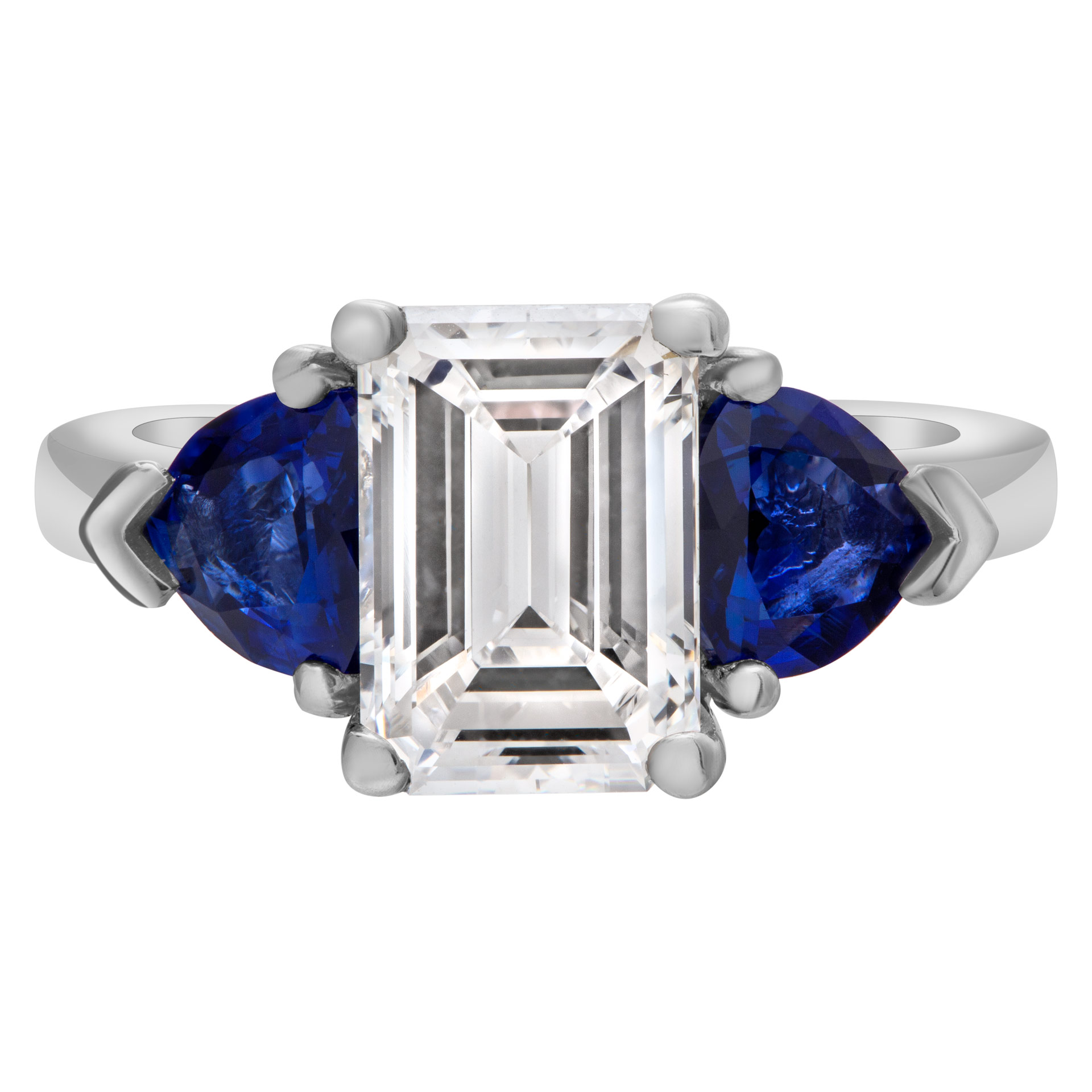 GIA certified emerald cut diamond 2.32 carat (D color, VS1 clarity) ring in platinum setting image 1