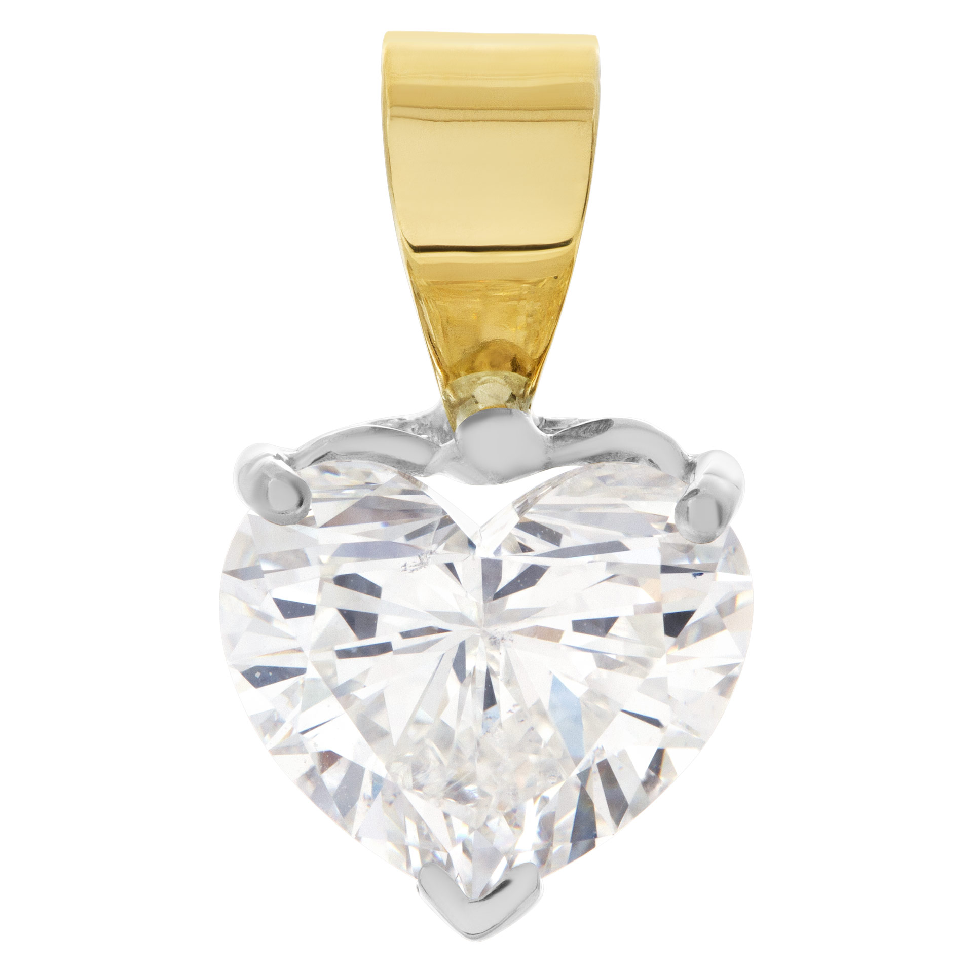 GIA certified 2.76 carat  (J color, I1 clarity) heart brilliant cut diamond in a pendant setting image 1