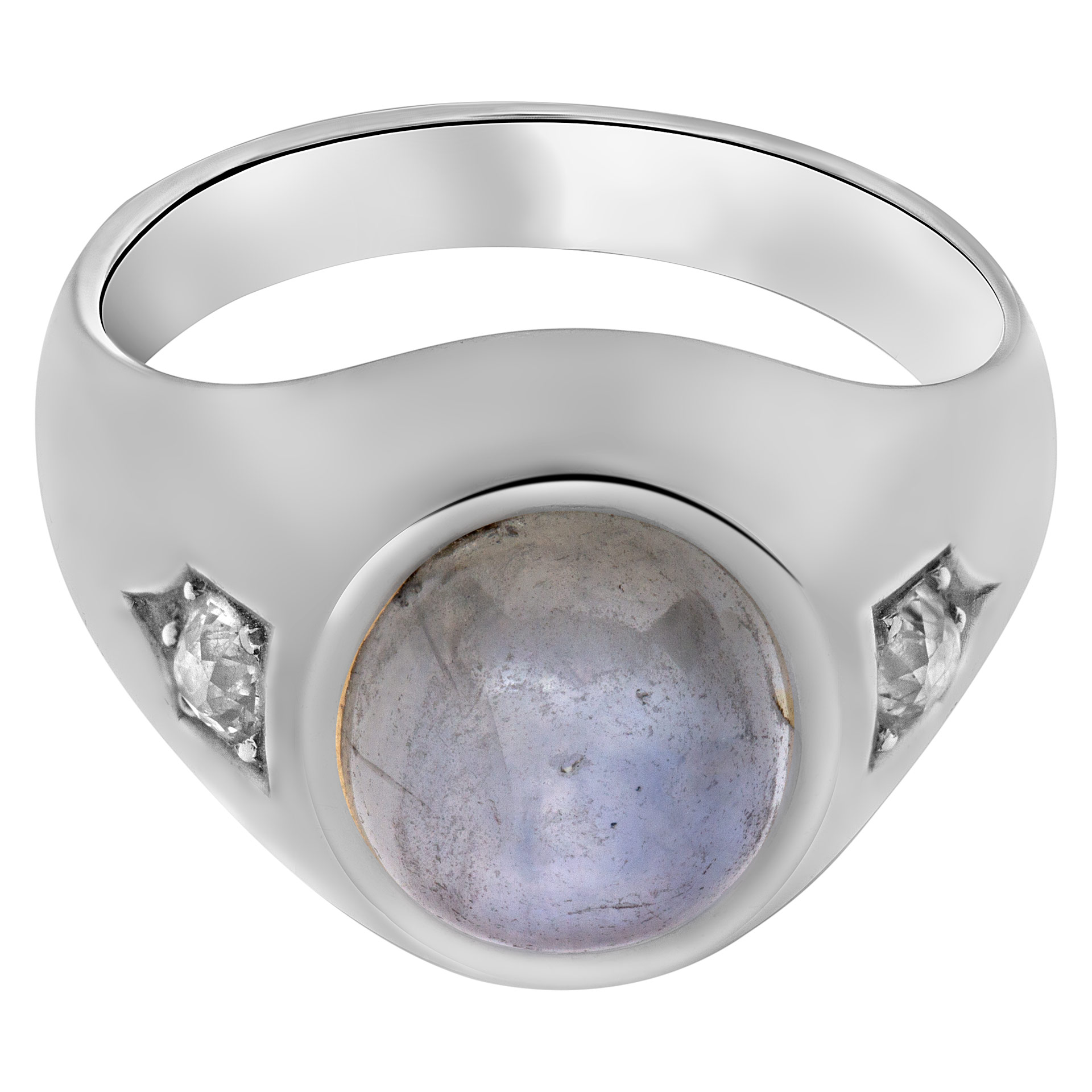 Cabachon star sapphire ring in 14k white gold image 1