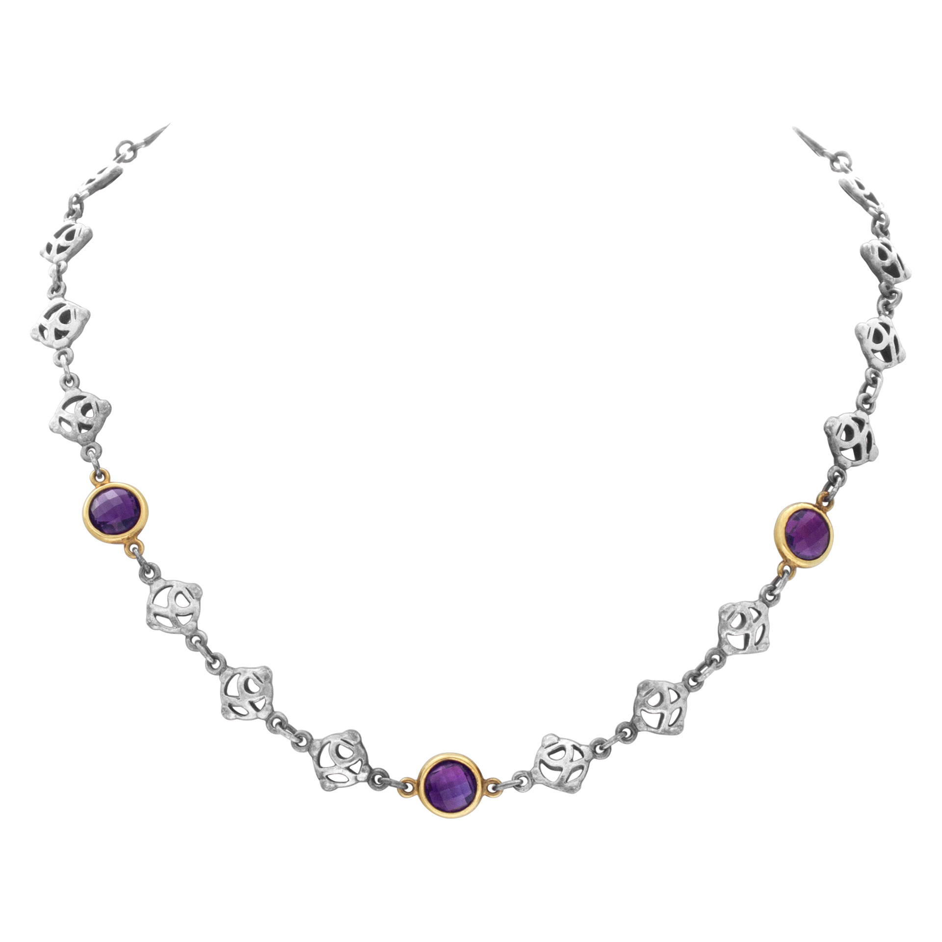 David Yurman necklace in sterling silver with 14k set amethyst accents image 1