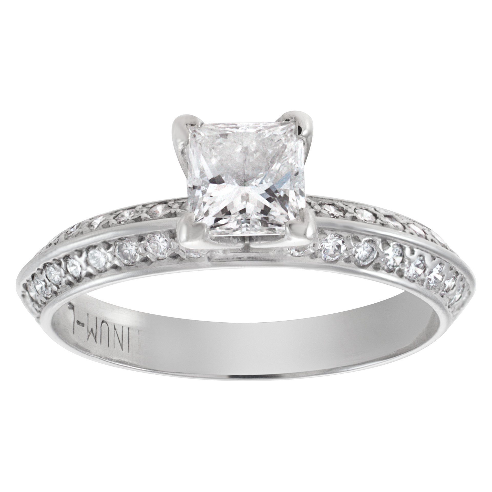 Princess cut diamond engagement ring in platinum, approx. 0.50 ct image 1