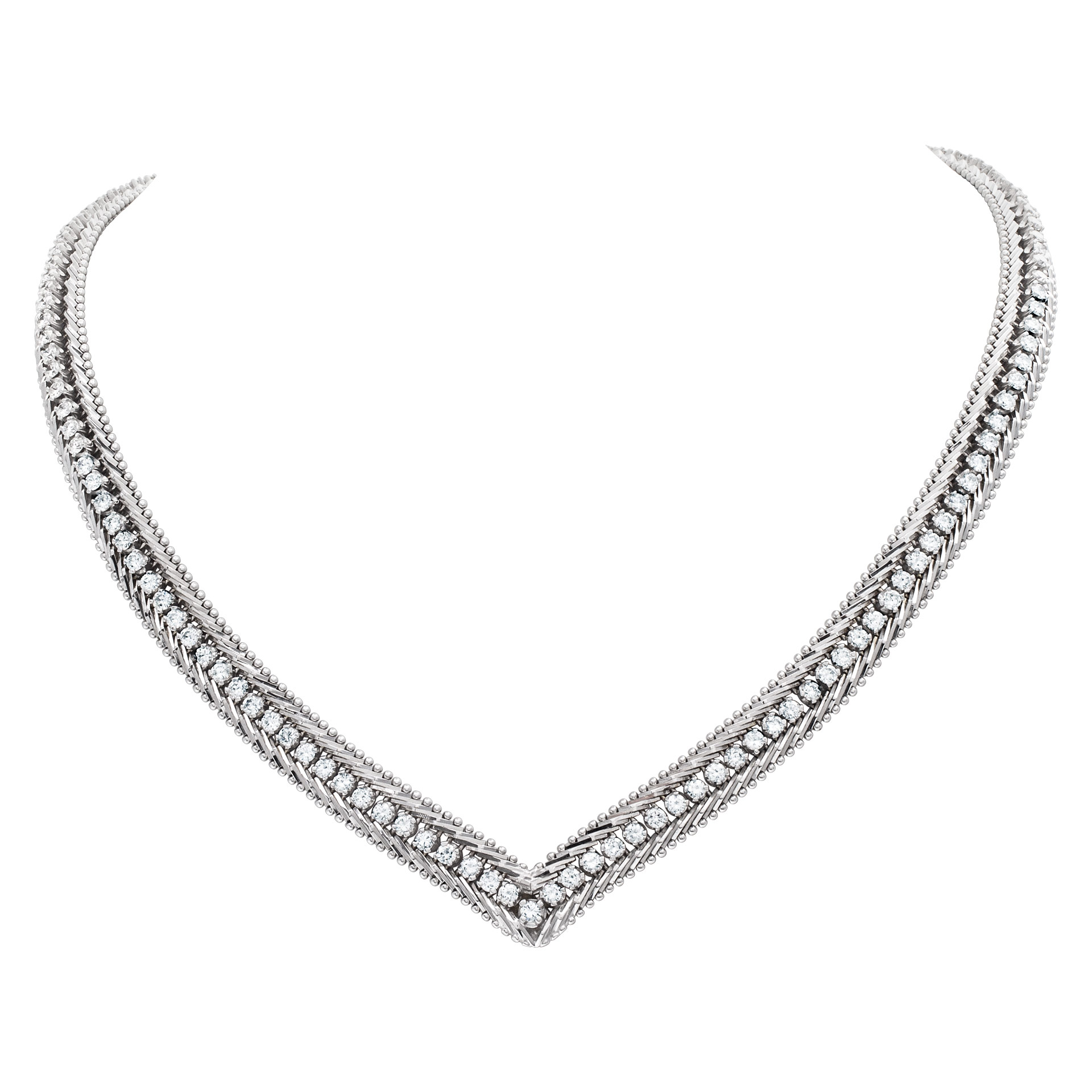 Diamond "V" necklace in 14k white gold image 1