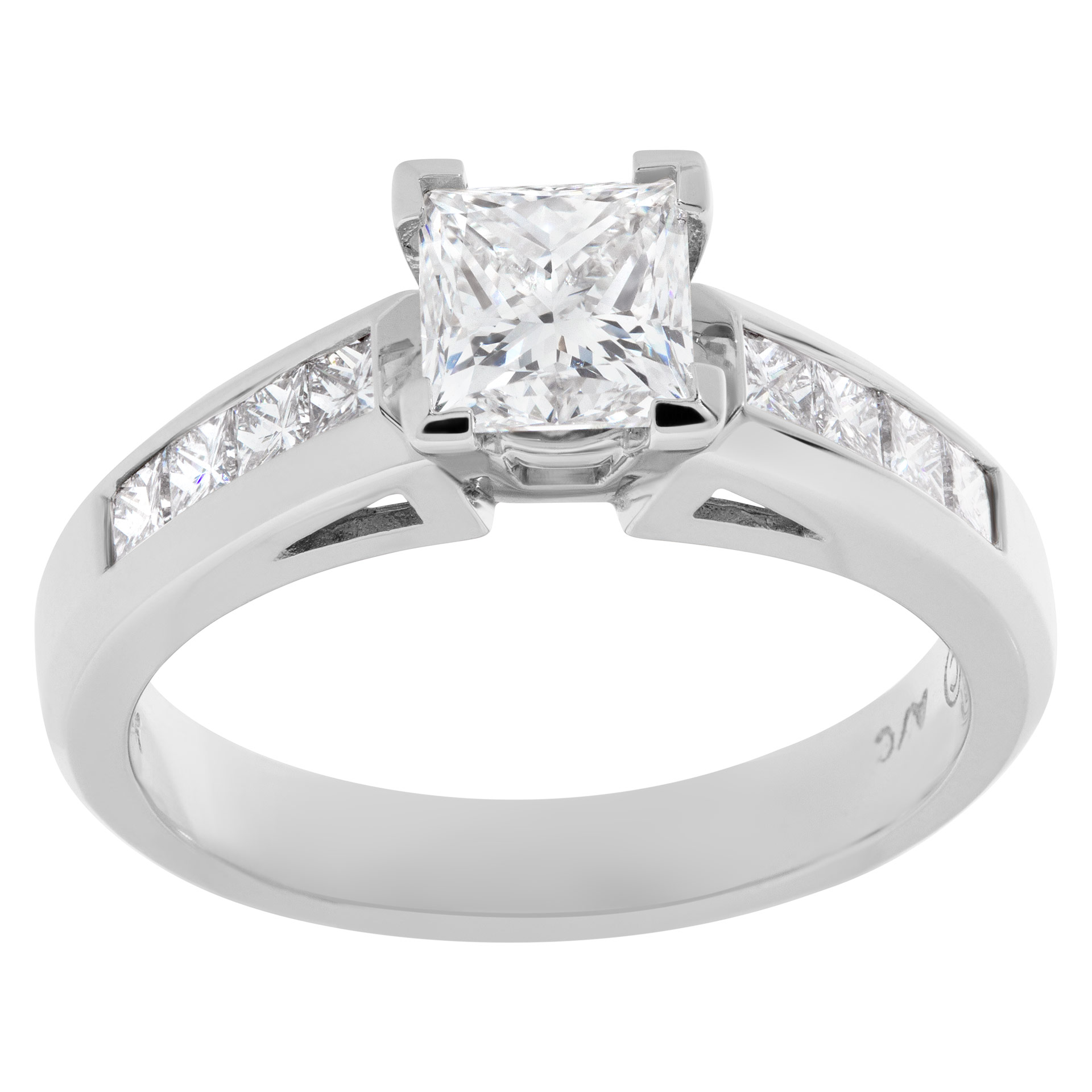 GIA certified square modified brilliant cut diamond 1.01 carat (F color, VS2 clarity) ring image 1