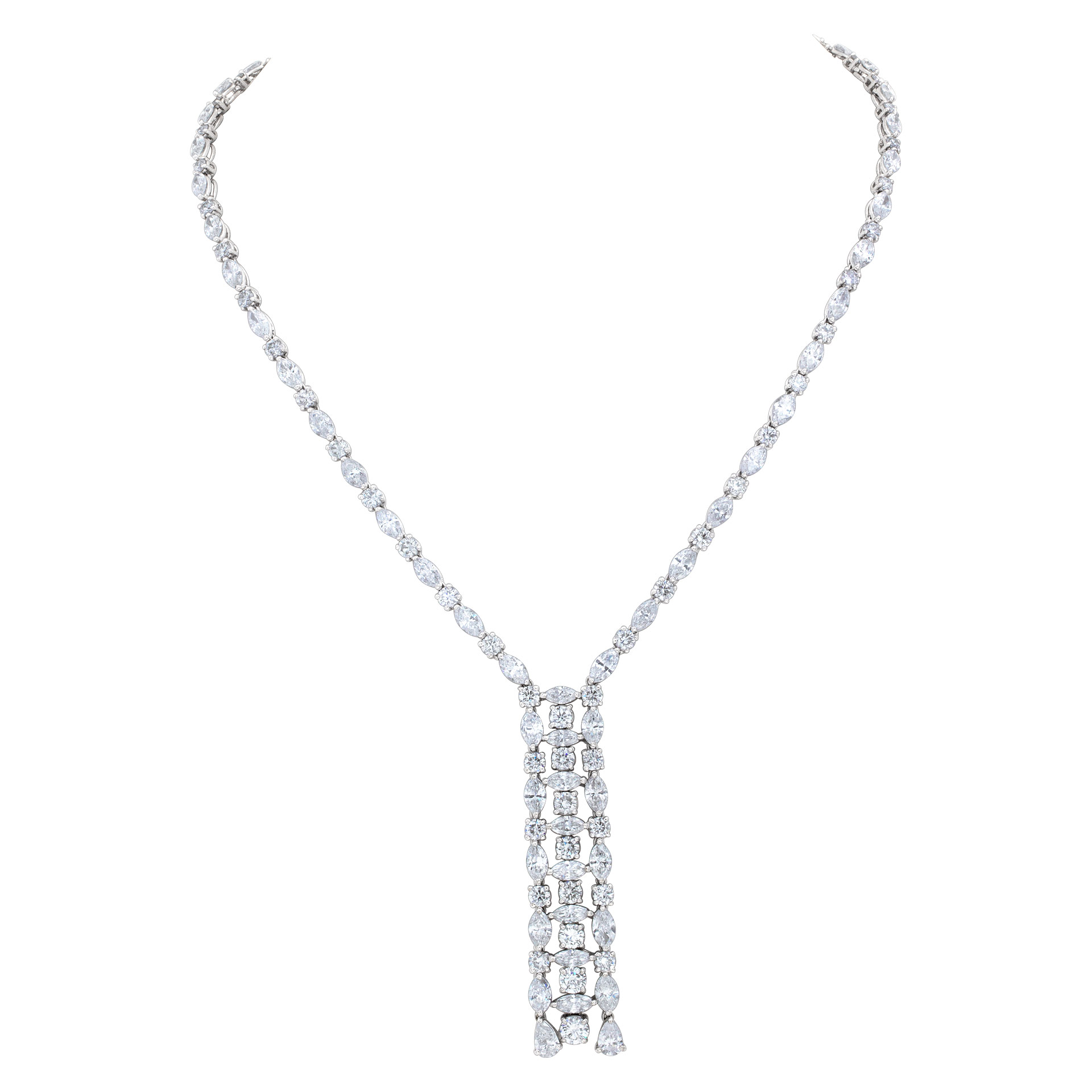 Sensual, diamond necklace with appox 22.35 carats round brilliant, pear and marquise shape diamonds image 1