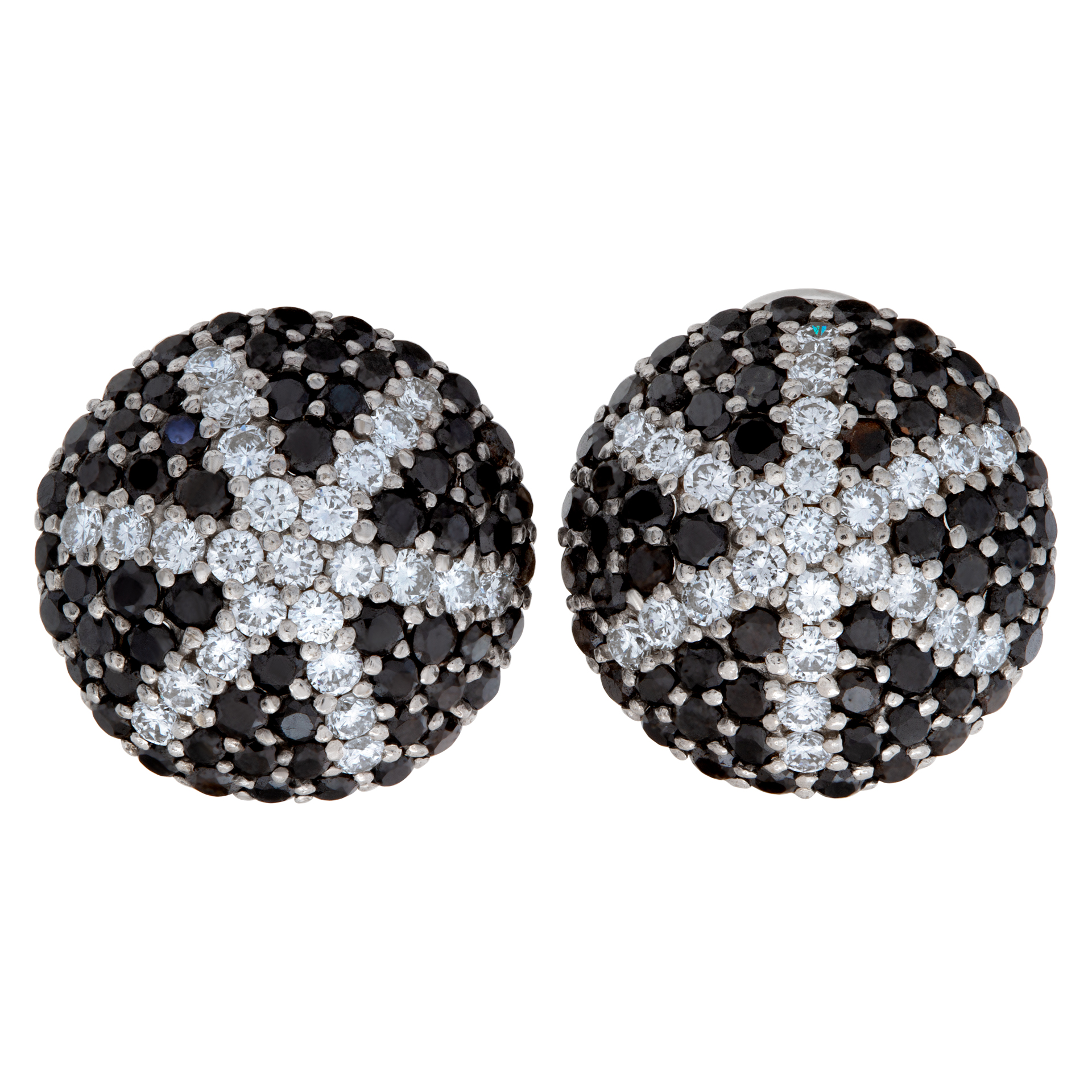 Diamond and black hematite earrings with approximately 1.25 carat in white diamond set 18k white gold image 1