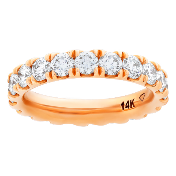 Eternity ring with approximately 2 carats in diamonds in 14k rose gold image 1