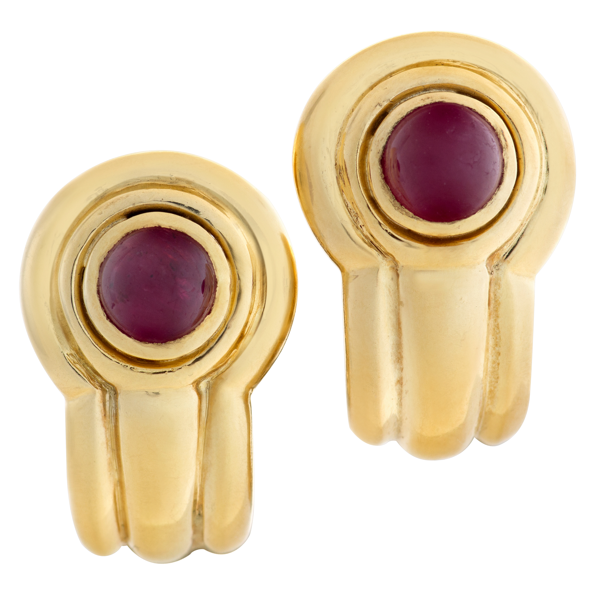 Ruby cabochon earrings in 18k image 1