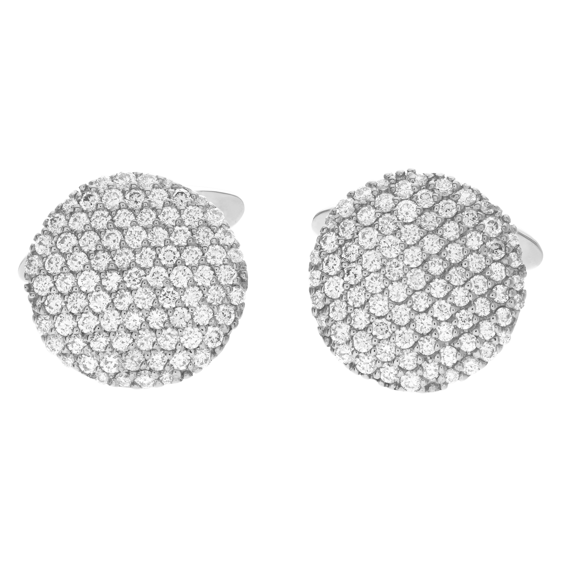 18k white gold pave set circle cufflinks with 2.5 carats in diamonds image 1