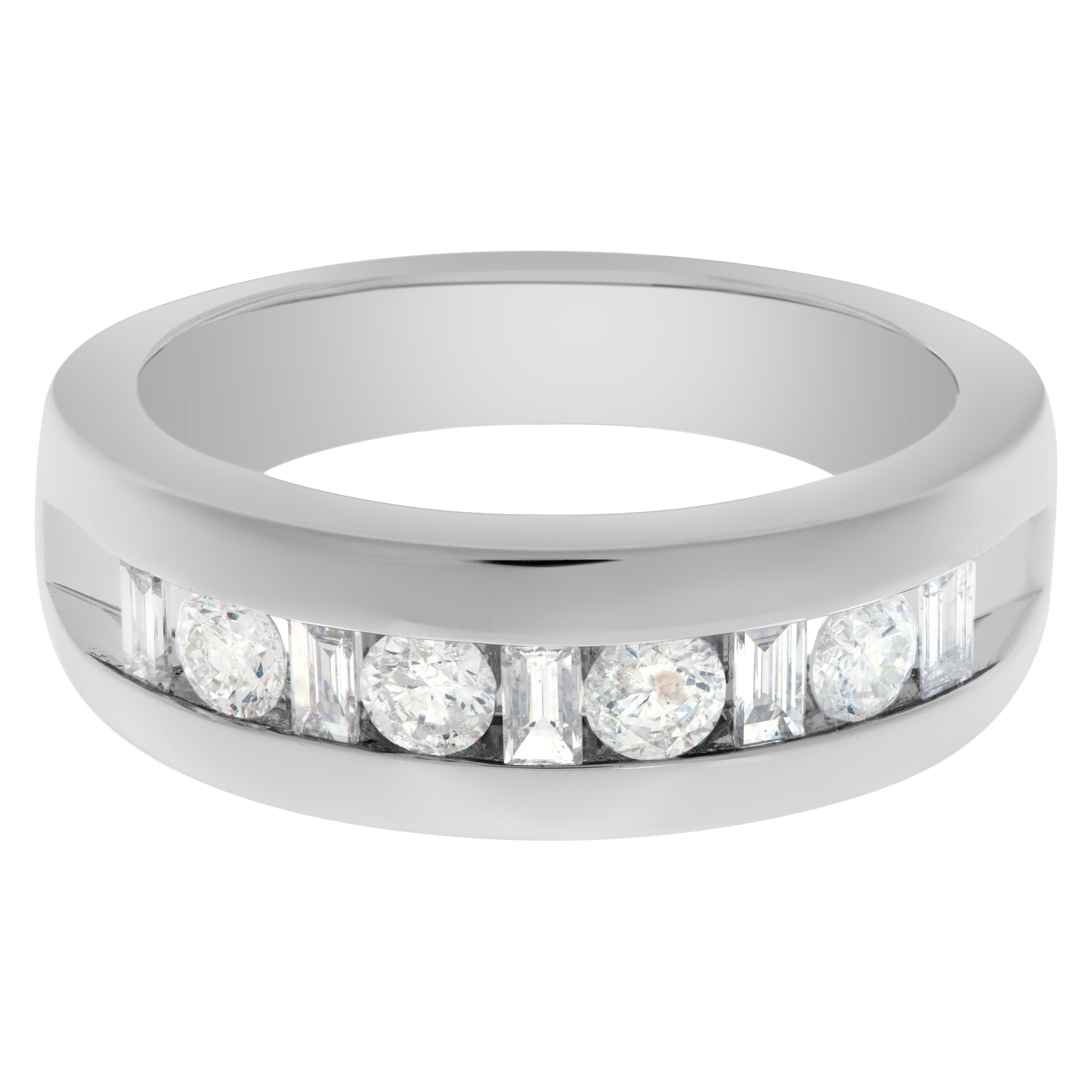 Semi eternity diamond ring in 14k white gold image 1