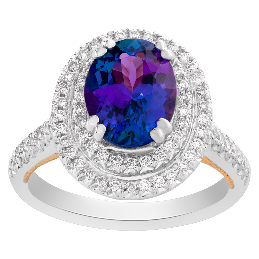 Diamond and tanzanite ring in 18k white and yellow gold image 1
