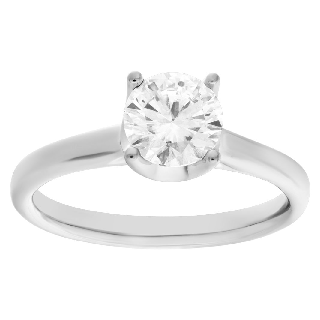 GIA certified round brilliant cut diamond 1.03 carat (H color, SI2 clarity) solitaire ring image 1