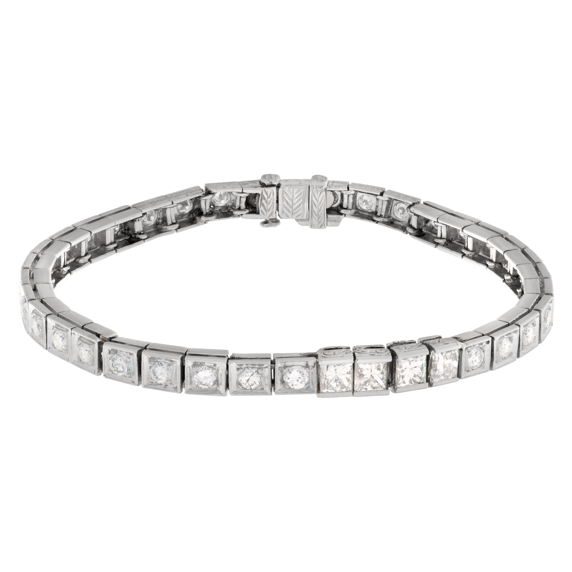 Diamond line bracelet with approximately 2.5 carats in diamonds in platinum image 1