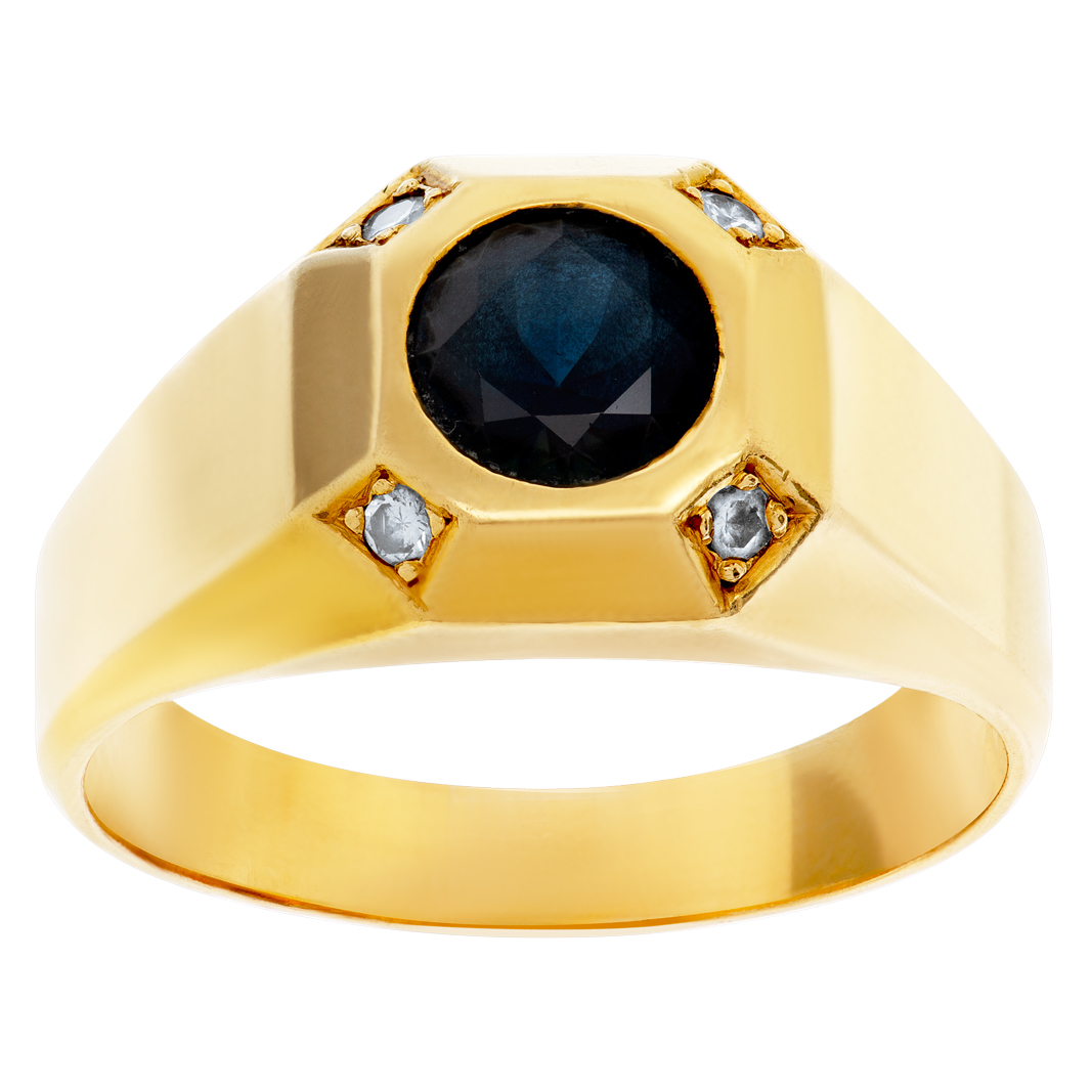 Sapphire ring with diamond accents in 18k image 1