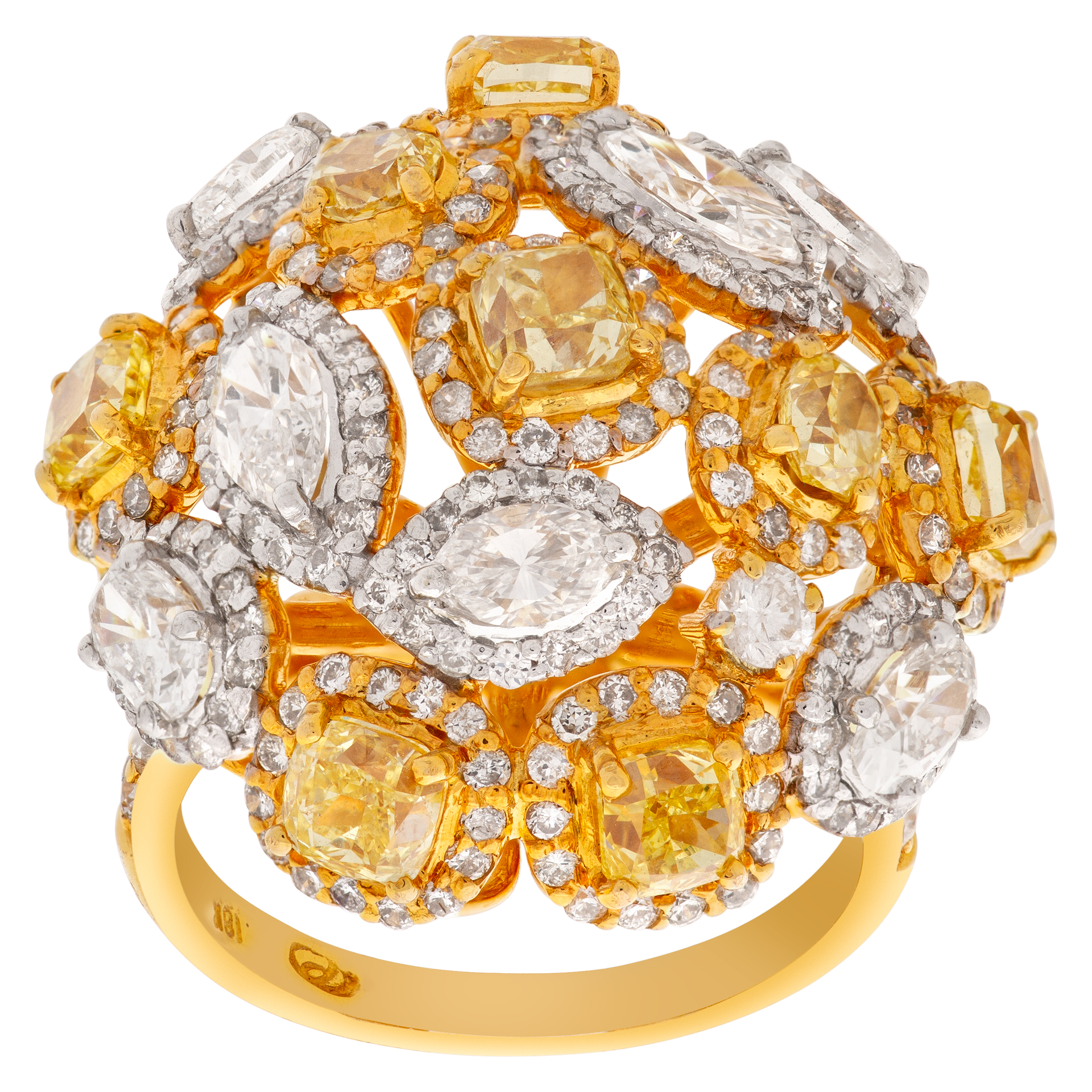 Fancy yellow diamond ring set in 18k image 1