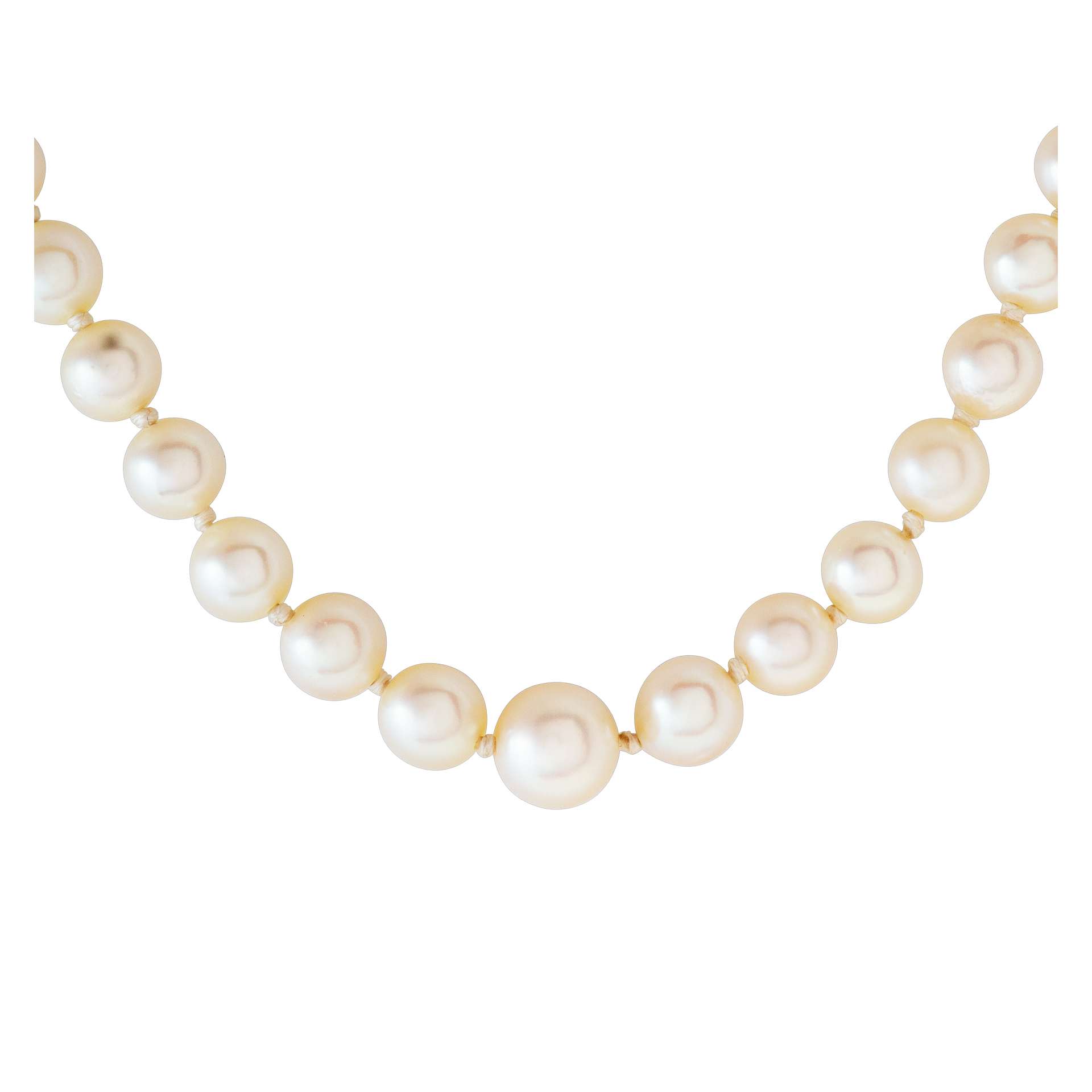 Sweet graduated cultured pearl necklace with a 14k white gold image 1