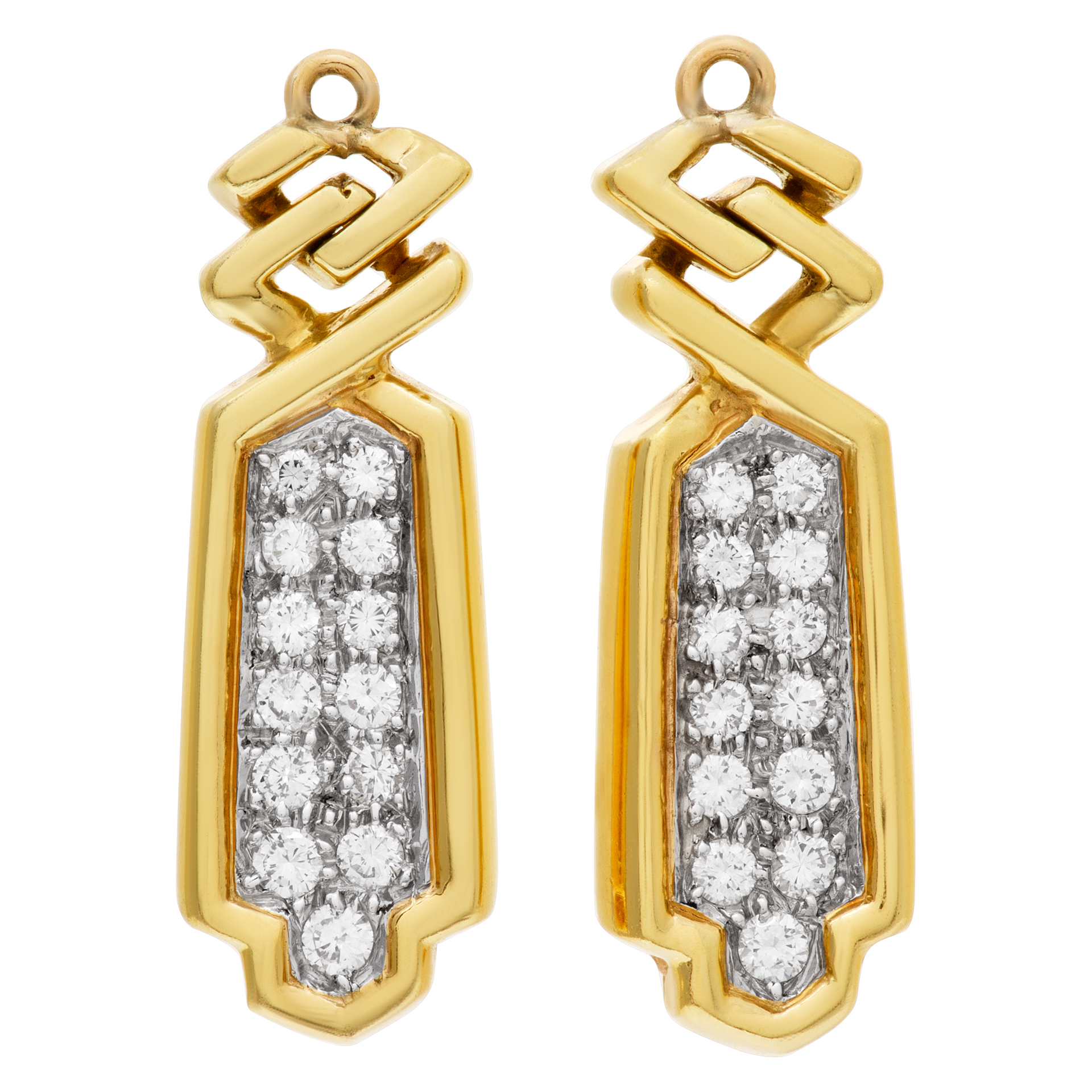 Pair of diamond earrings extension in 18k yellow gold image 1