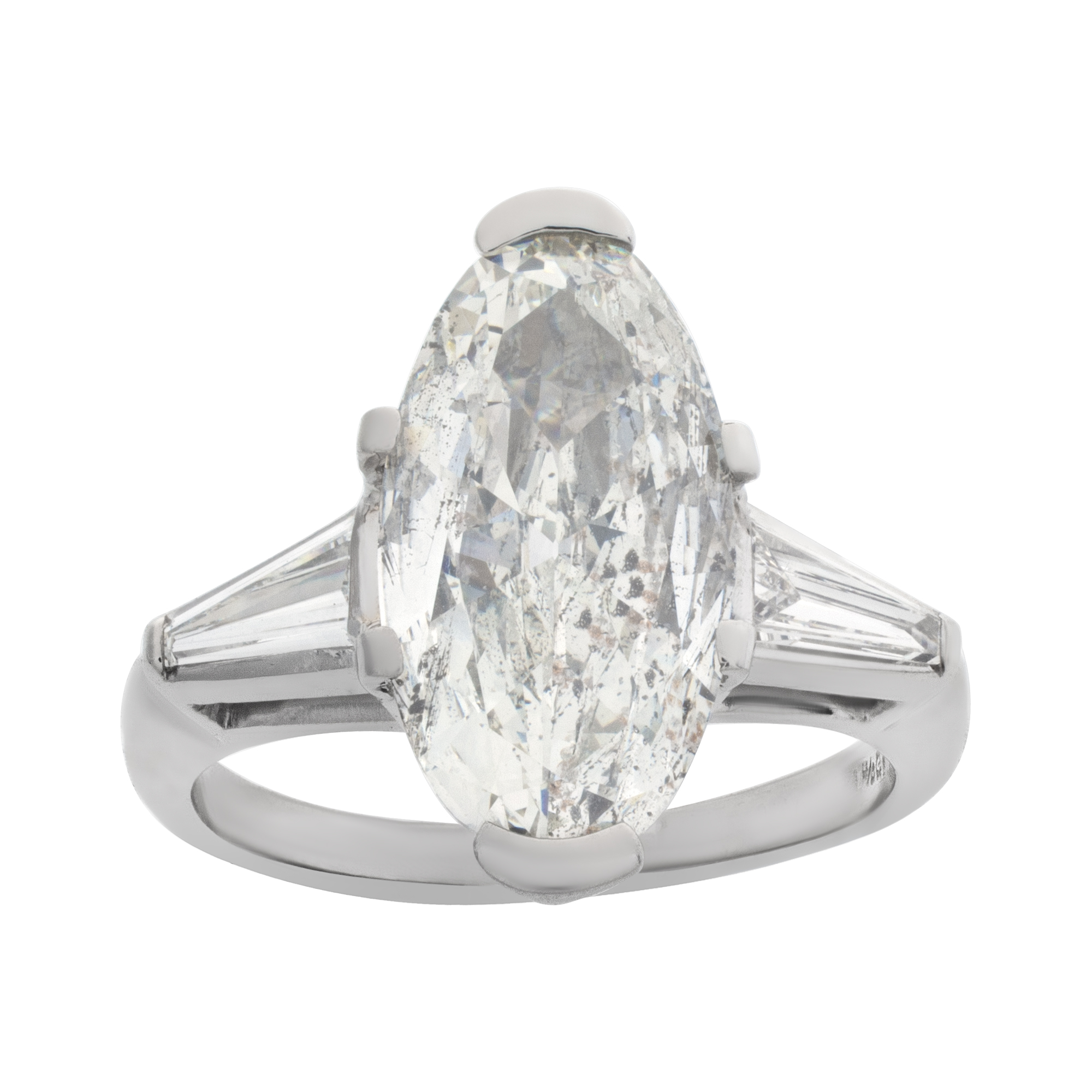 GIA certified oval brilliant cut diamond 2.73 carat (J color, I1 clarity) set in platinum image 1