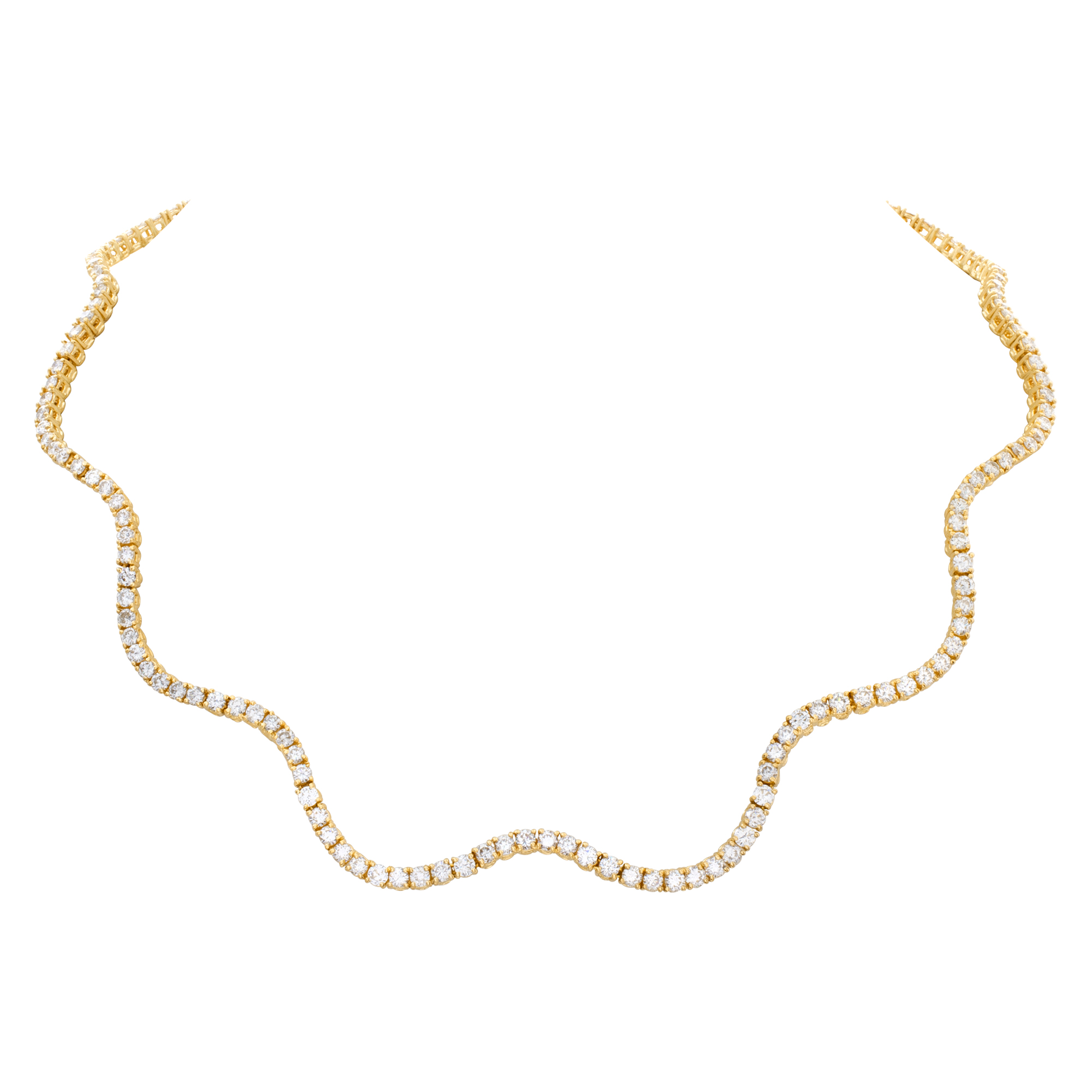 Sparkling diamond necklace with over 8 carats full cut round brlliant diamonds set in 18K yellow gold image 1