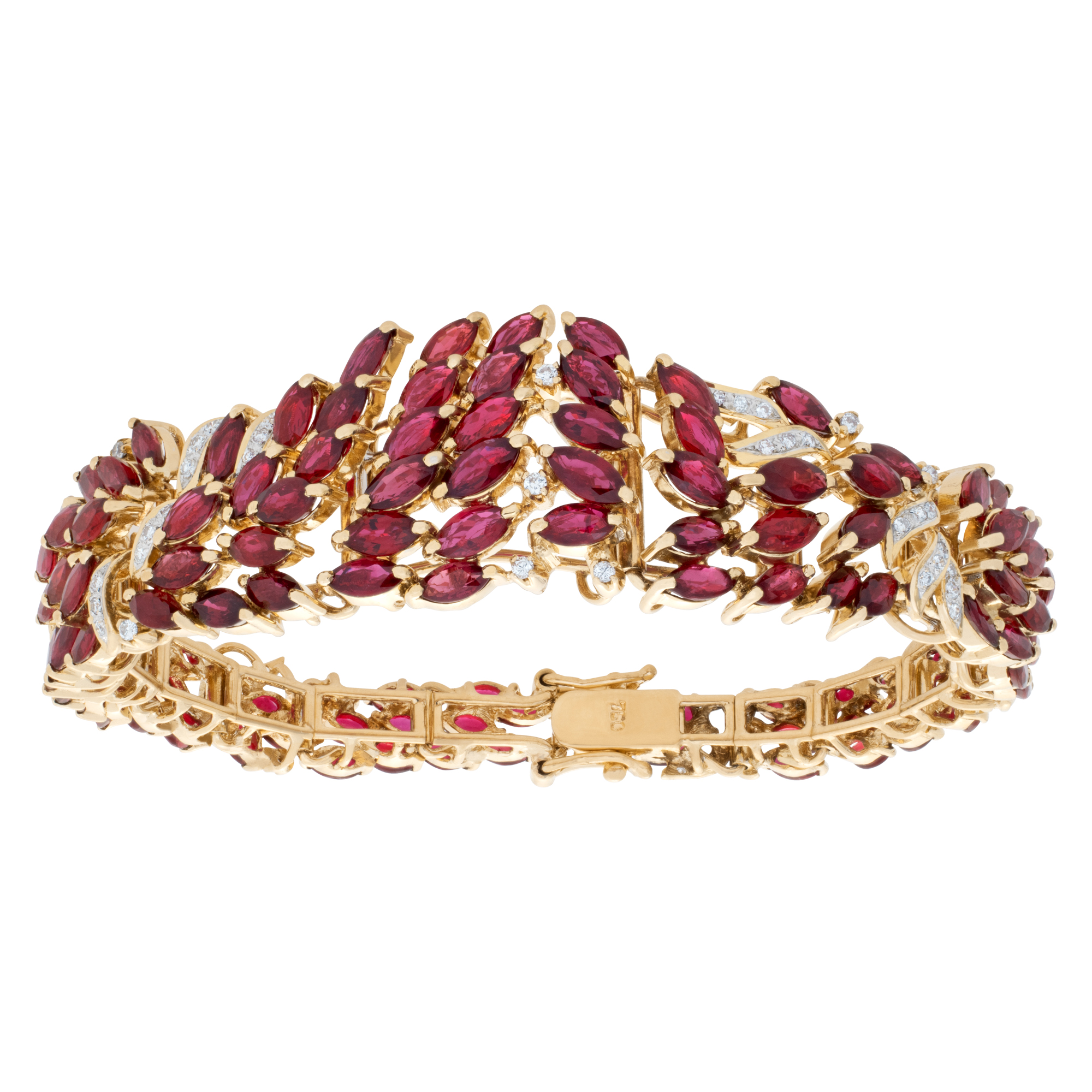 Diamond and ruby bracelet in 18k yellow gold, image 1