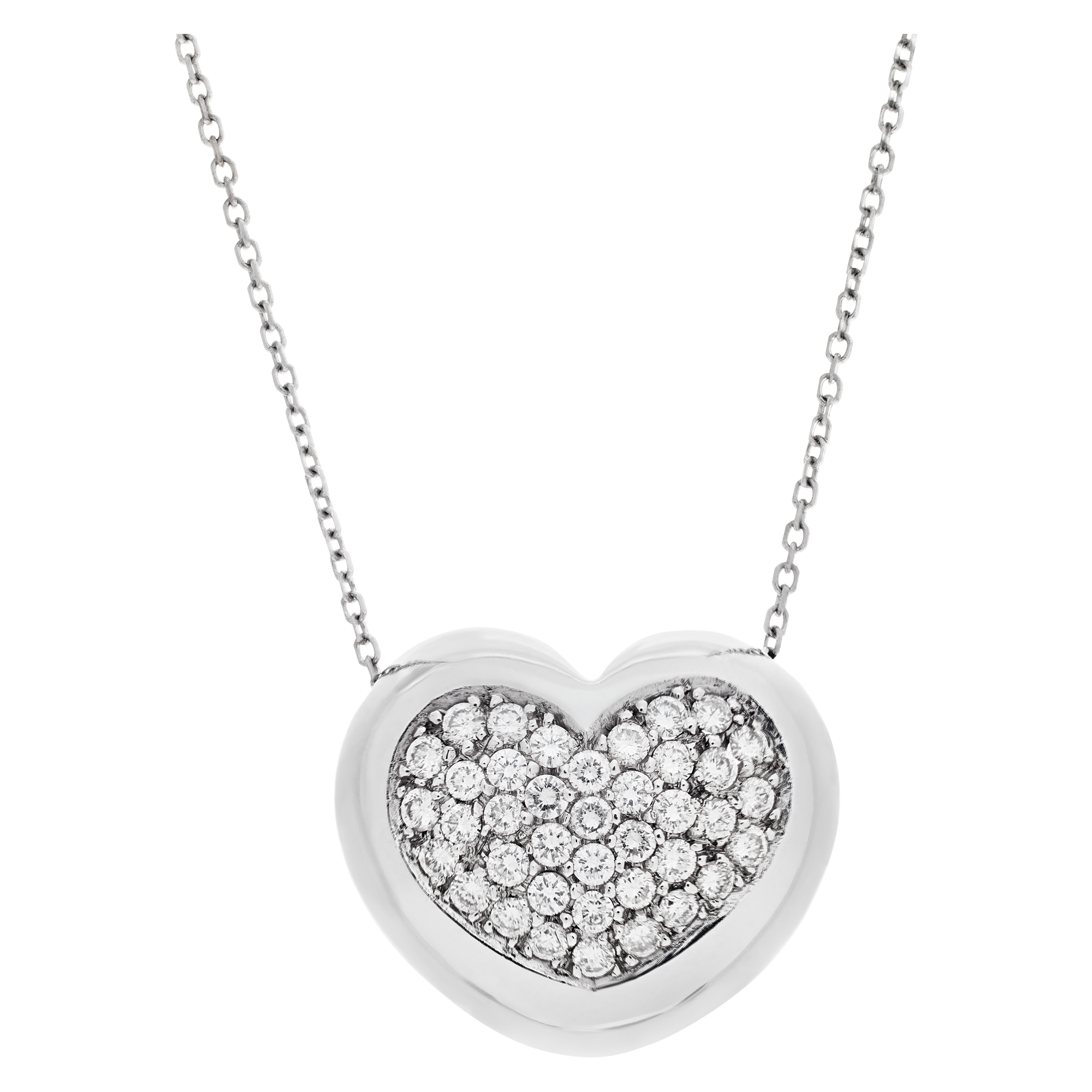 Pave diamond heart pendant and chain image 1