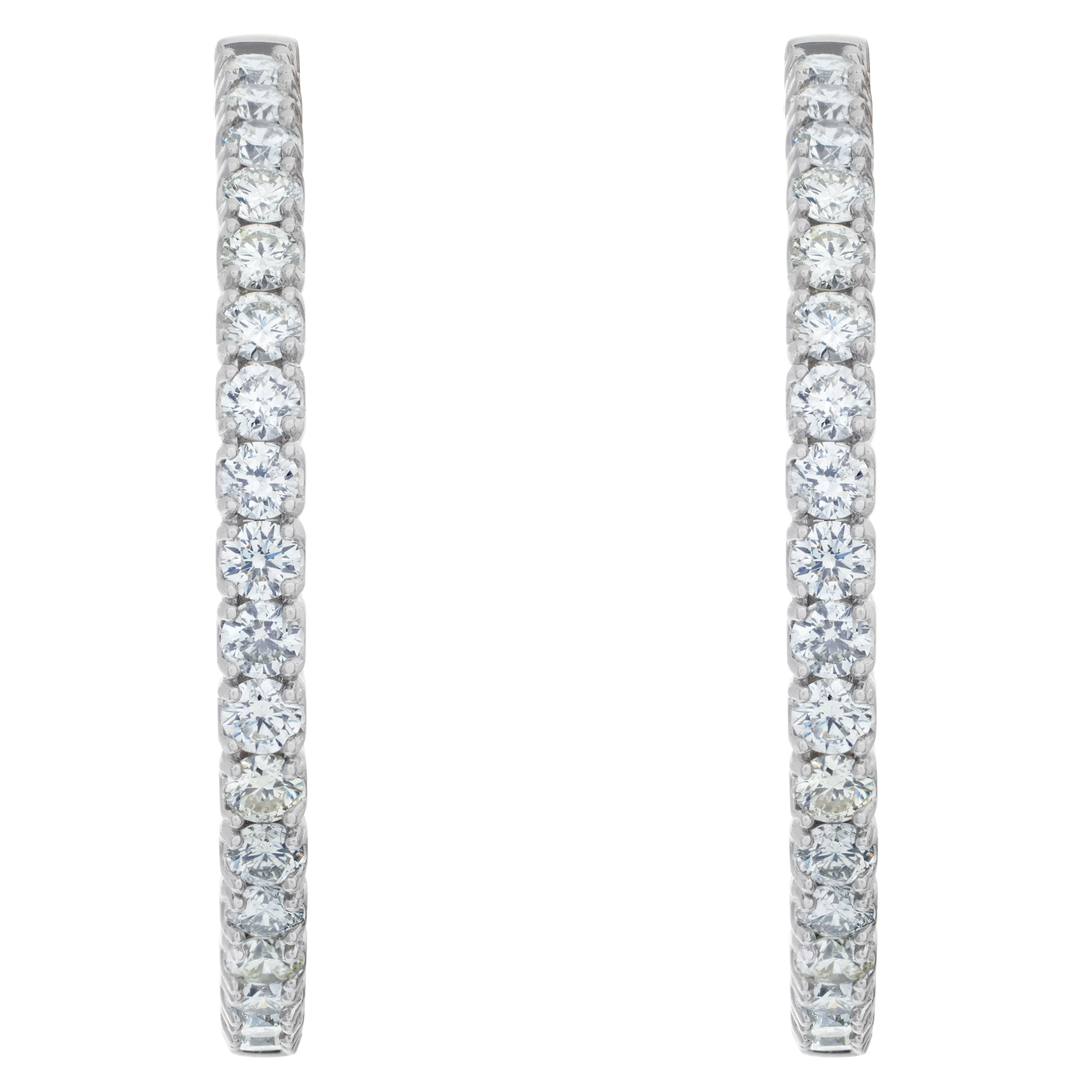 Diamond hoops in 14k white gold with 2.55 cts in round diamonds image 1