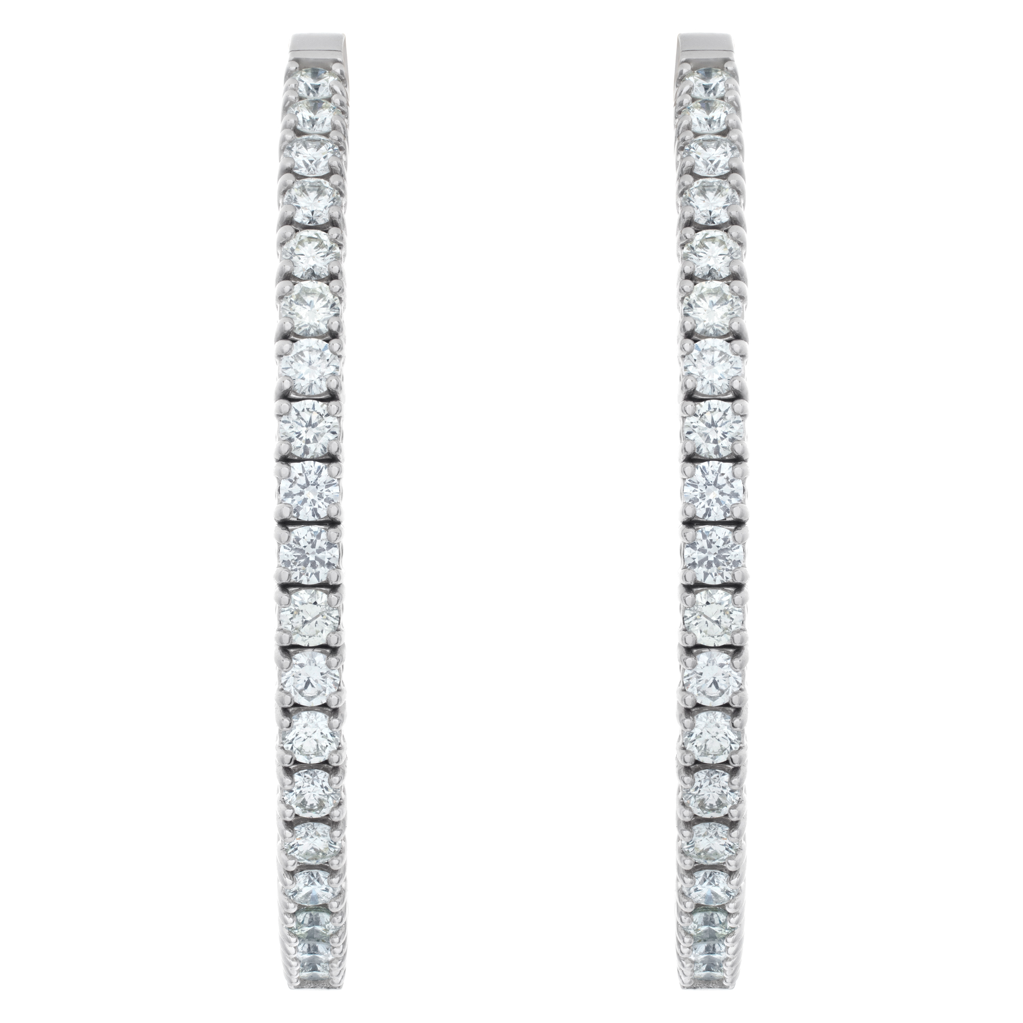 Diamond oval hoop earring in 14k white gold with 3.7 cts in diamonds image 1