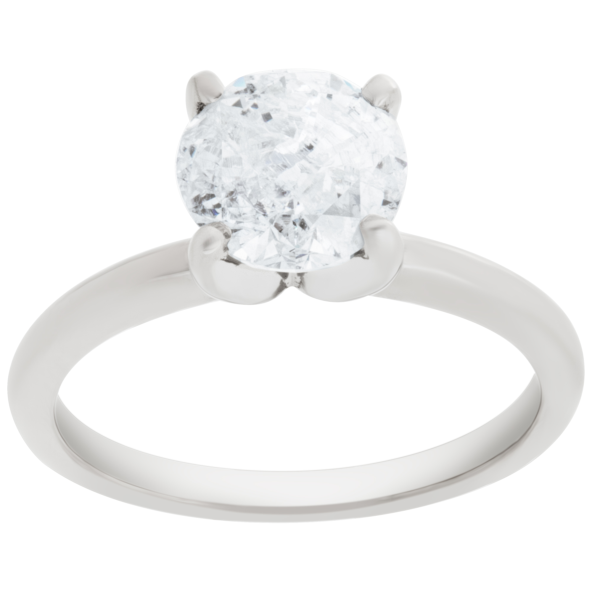GIA Certified round brilliant cut 1.98 carat (D color, I2 clarity) ring in platinum image 1