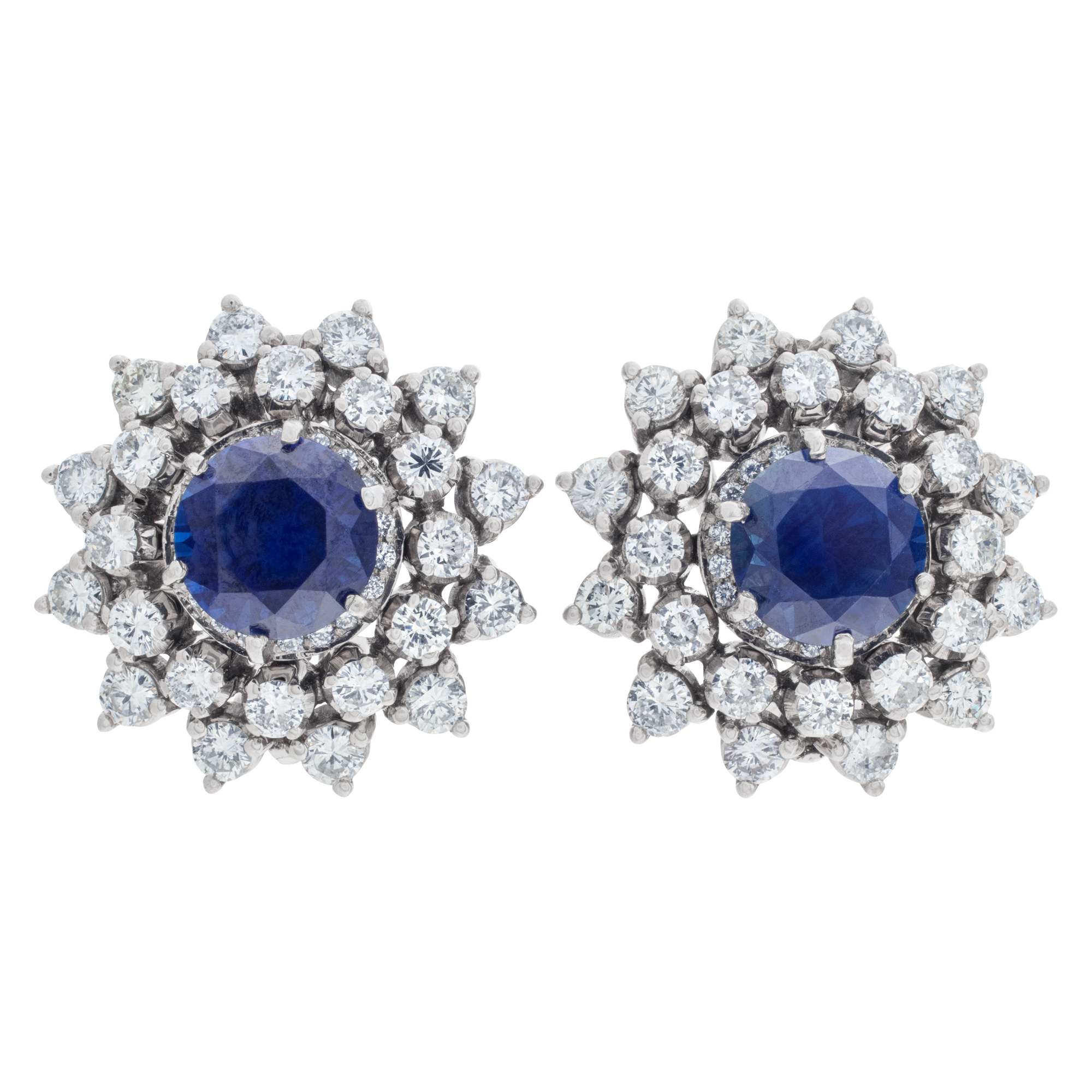 Classic Sapphire and diamond earrings set in 18k white gold image 1