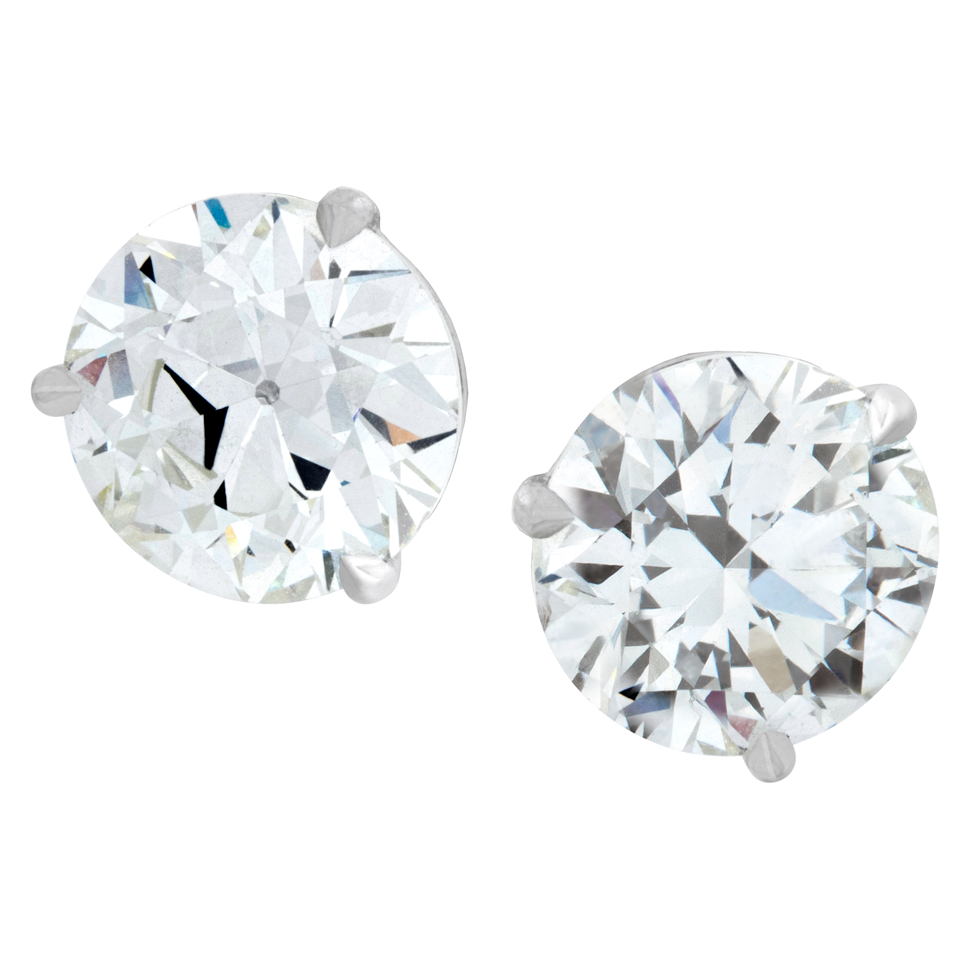 Pair of Gia certified full cut round brilliant diamond stud earringsset in 18K white gold "Martini" image 1