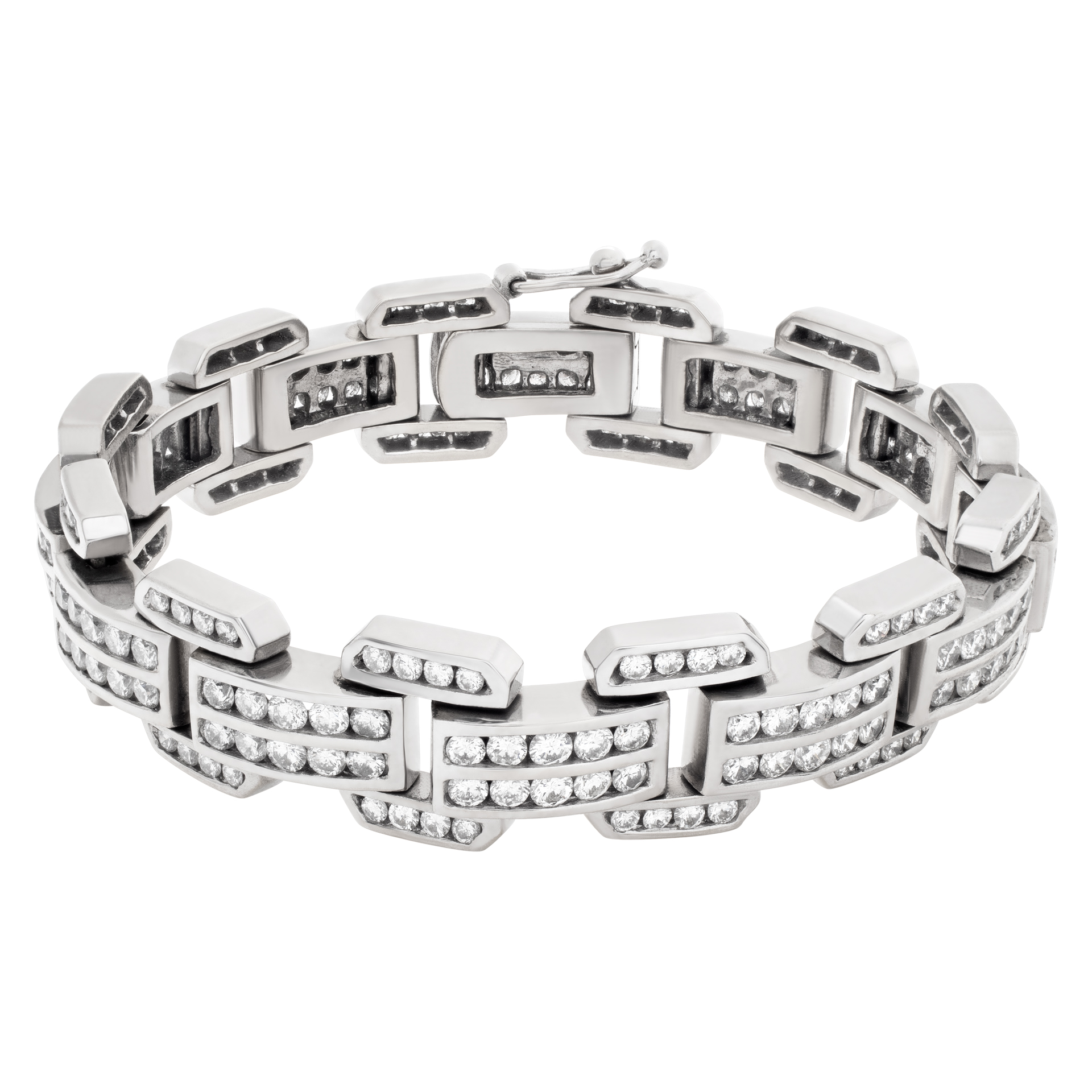 Elegant Art Deco style diamond bracelet set in 14k white gold. Approximately 8 carats channel set full cut round brilliant diamonds, estimate: G/H color- VS clarity image 1