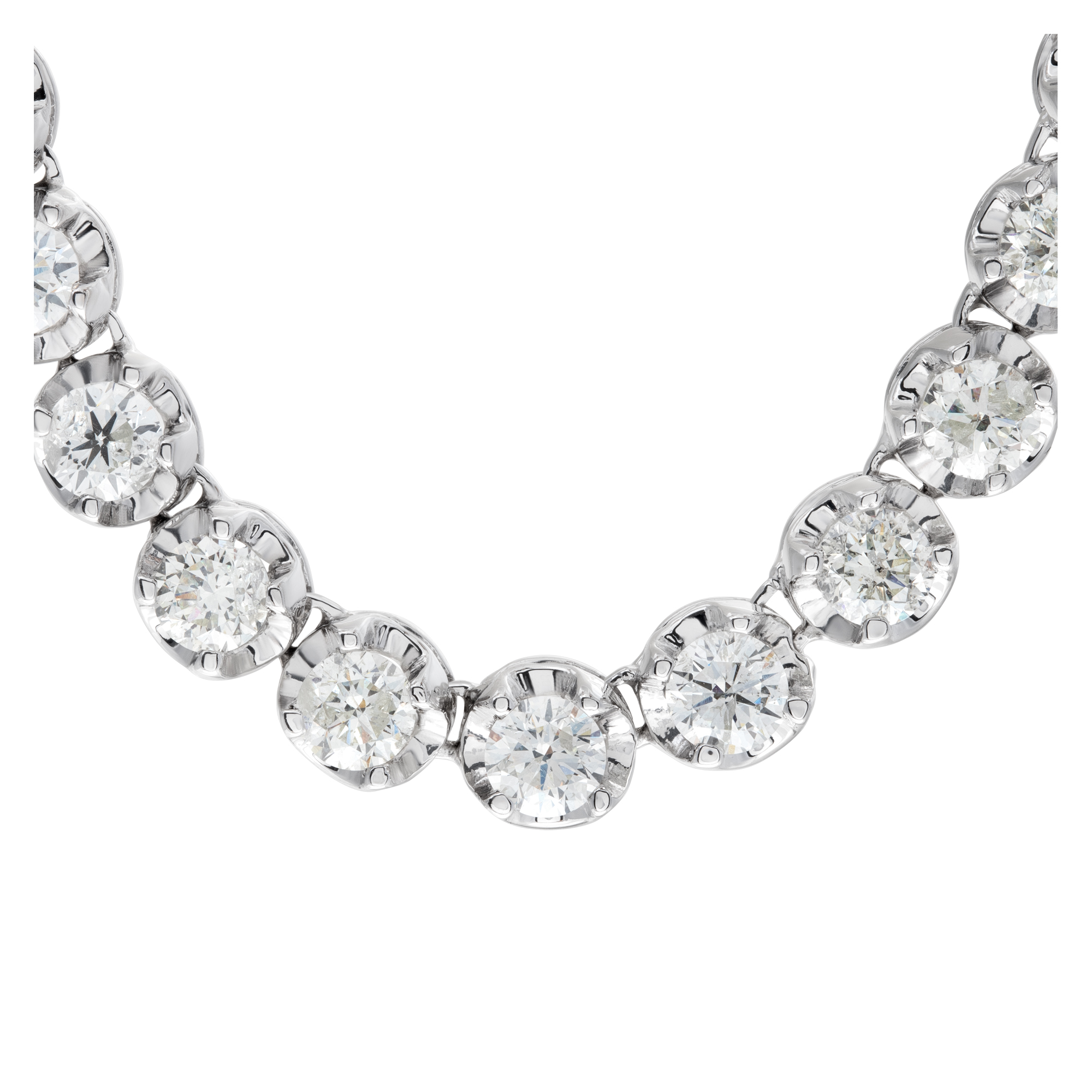 Sparkling line diamond necklace with 22.56 carats full cut round brilliant diamonds set in 14K white gold. image 1