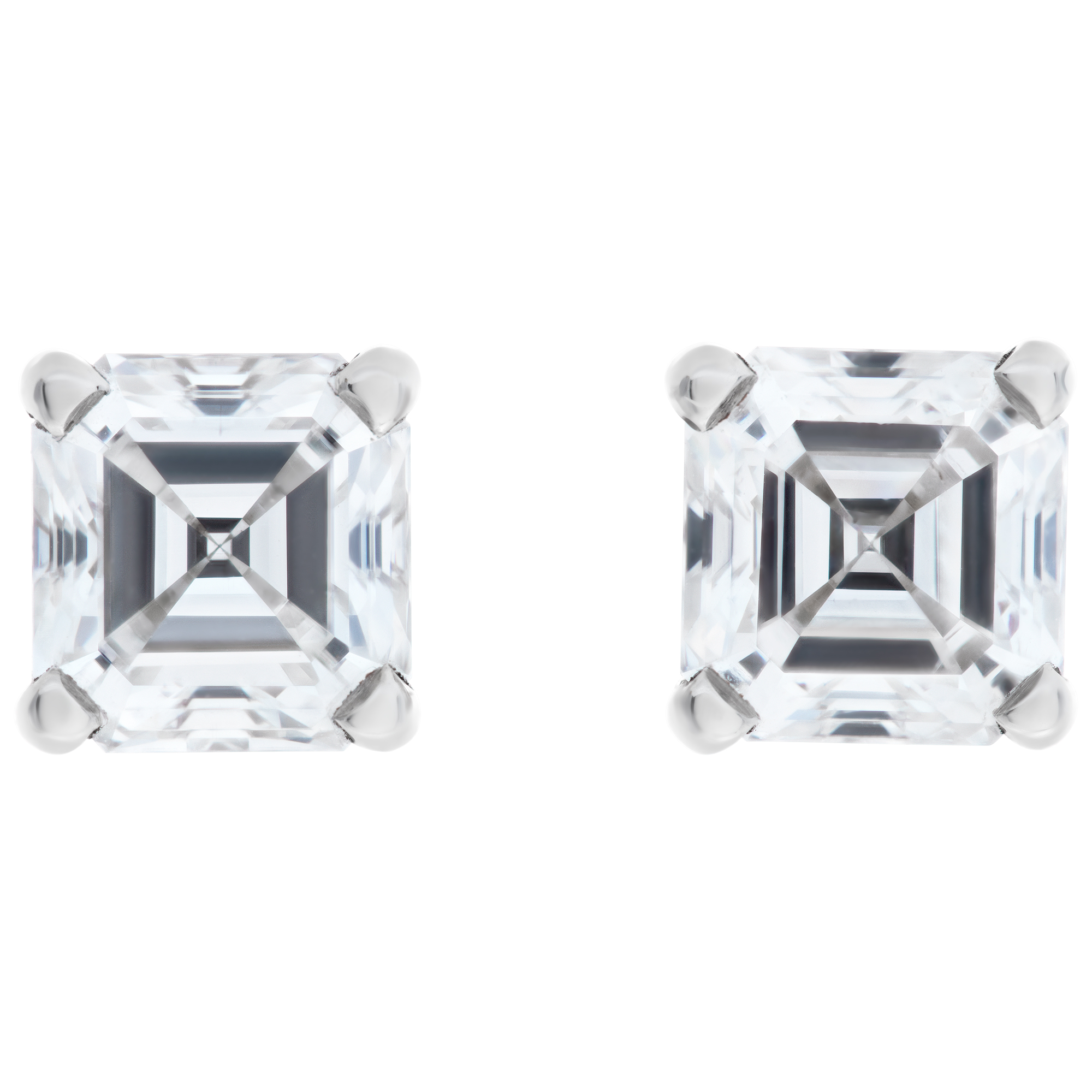 GIA certified pair of Asscher cut diamond studs- 2.05 carat weight. image 1