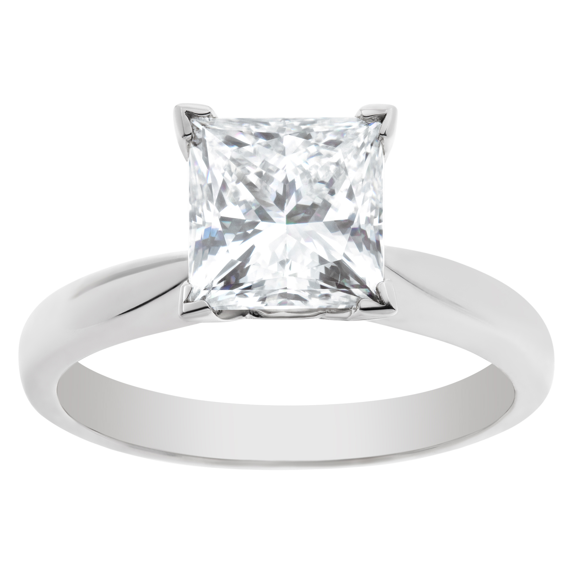 GIA certified princess cut diamond 2.09 carat (J color, SI1 clarity) ring image 1