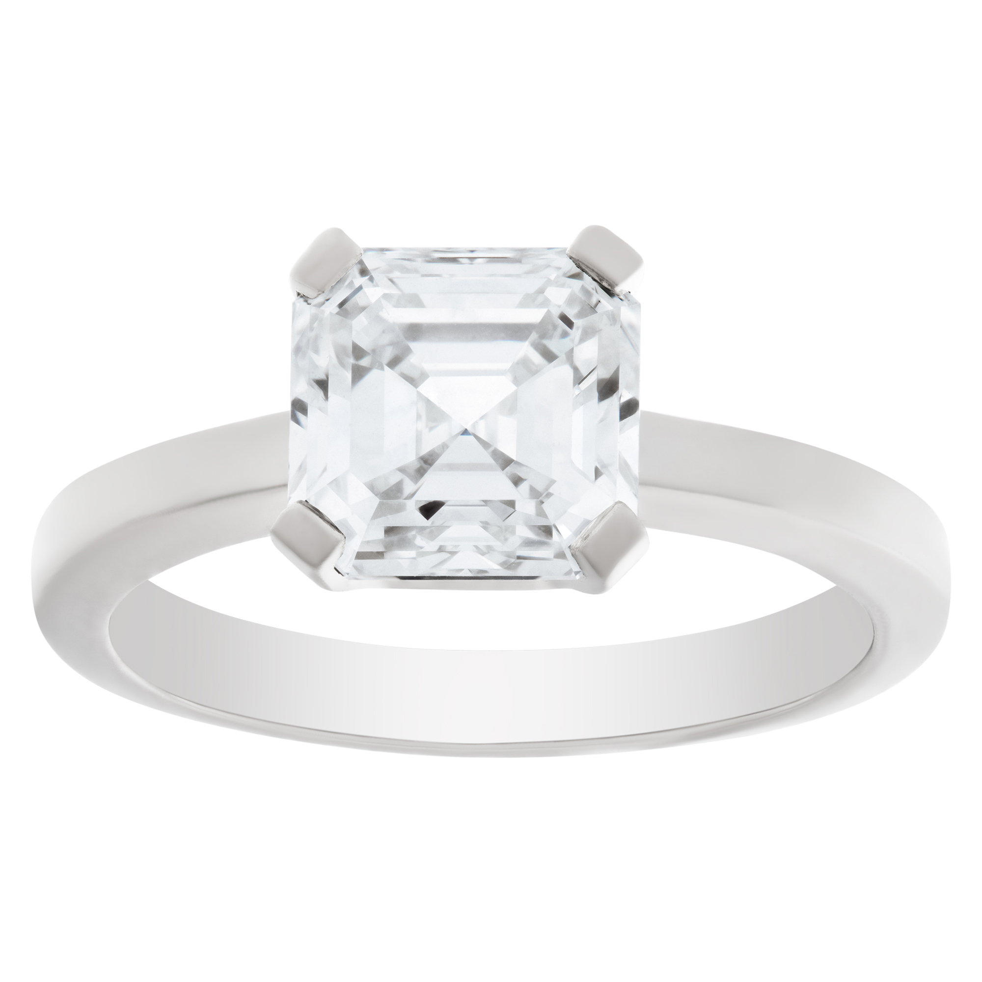 GIA certified  Asscher cut diamond 2.05 carat (I color, VS1 clarity) solitaire ring in platinum image 1