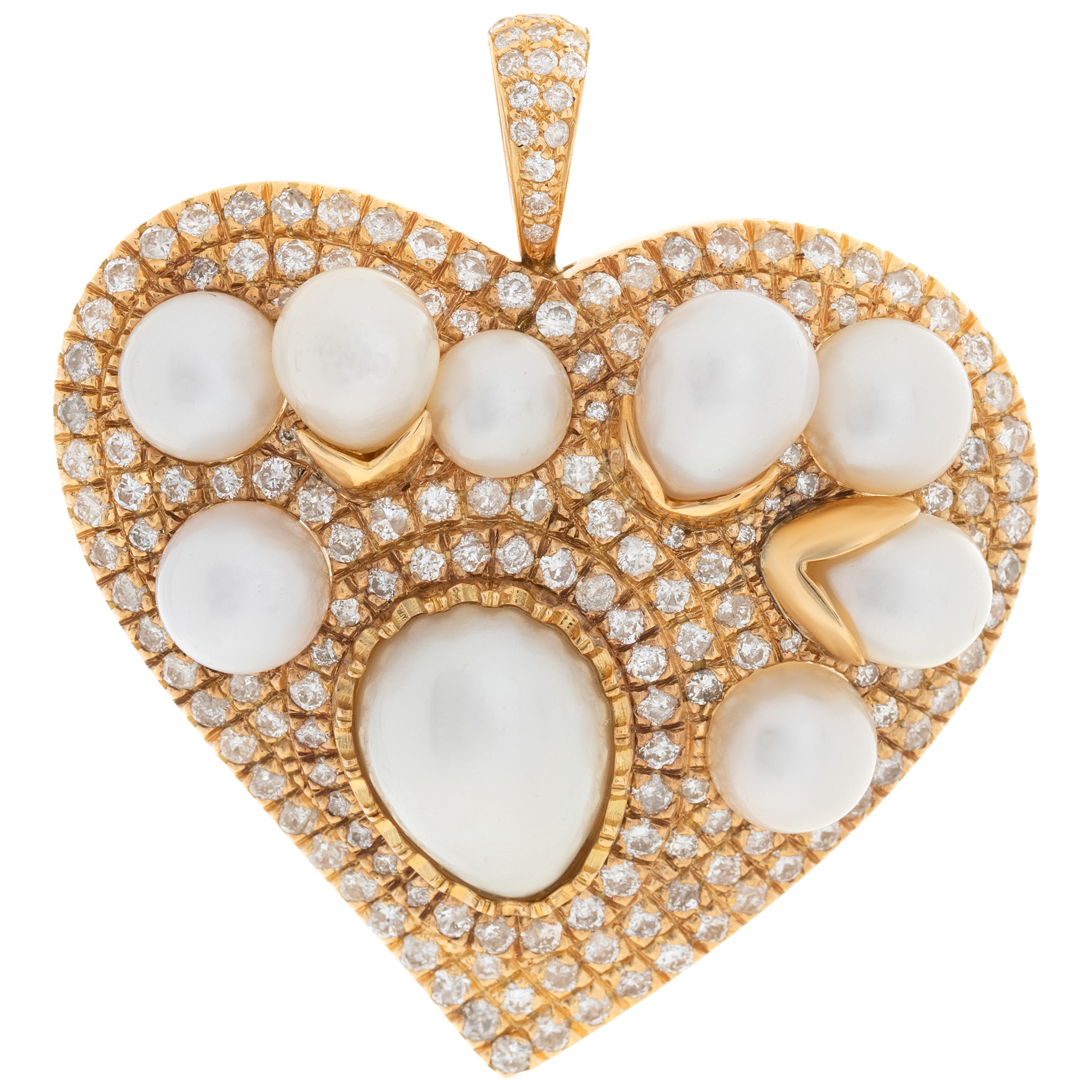 Akoya pearl and diamonds pendant in 18K yellow gold. image 1