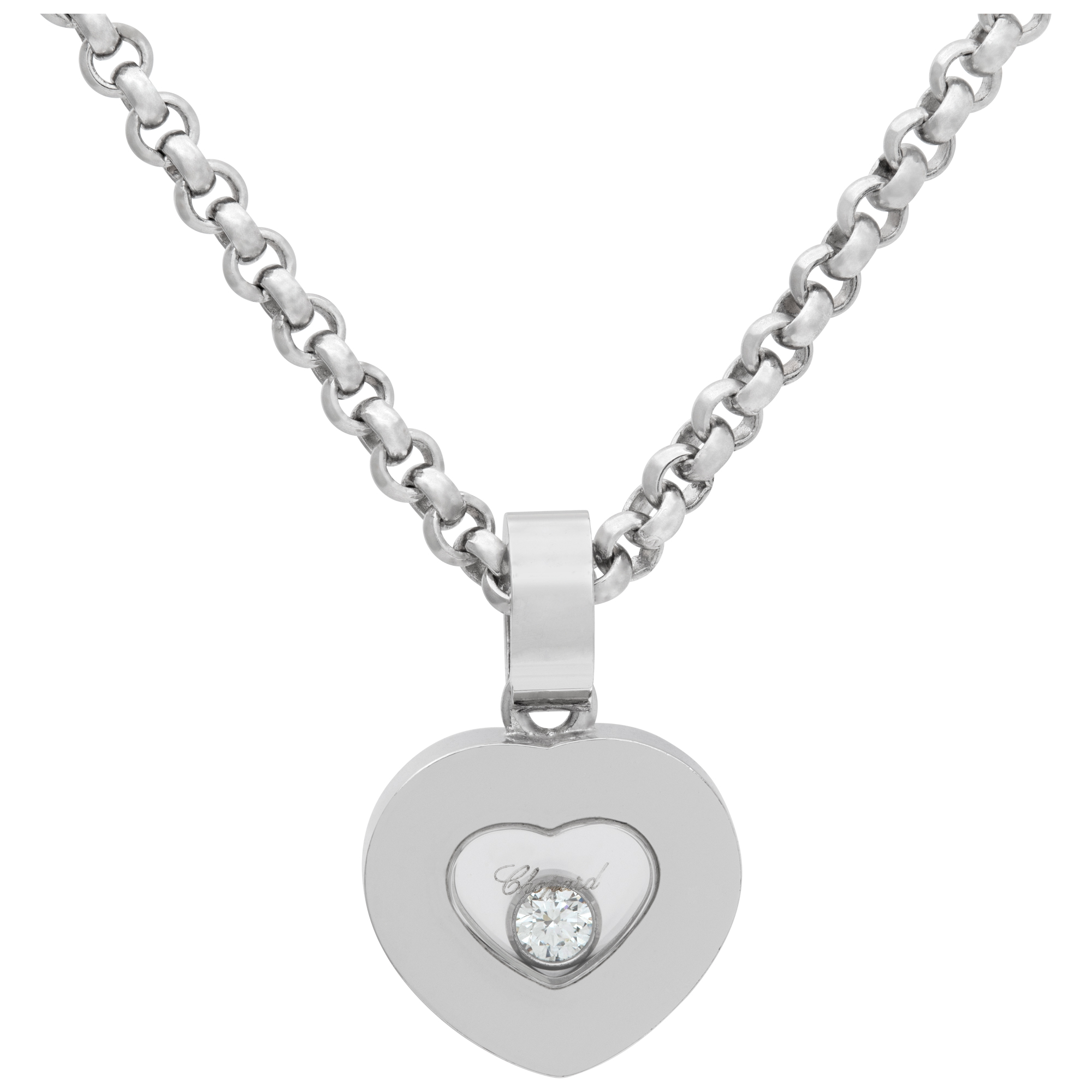 Chopard Happy Sport Heart pendant and chain in 18k white gold image 1