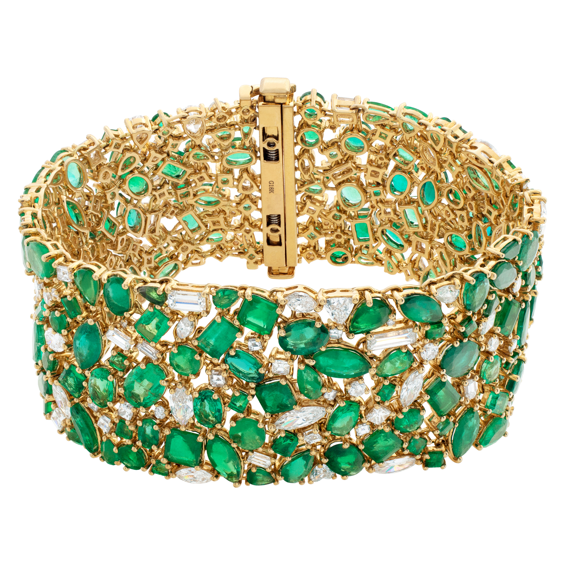 Colombian emerald and diamond bracelet set in 18k yellow gold image 1