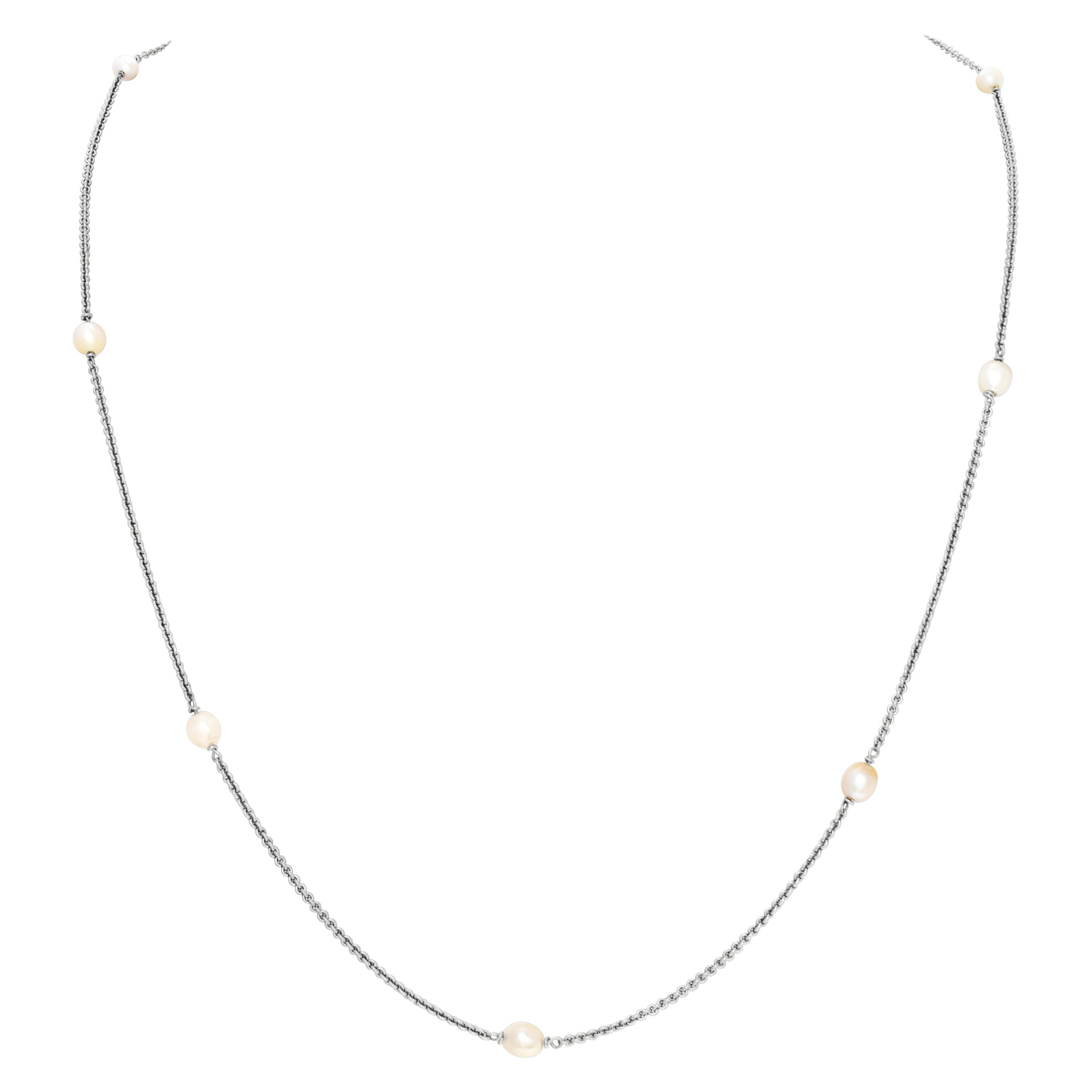 Pretty 14k white gold necklace with 5mm pearl accents image 1